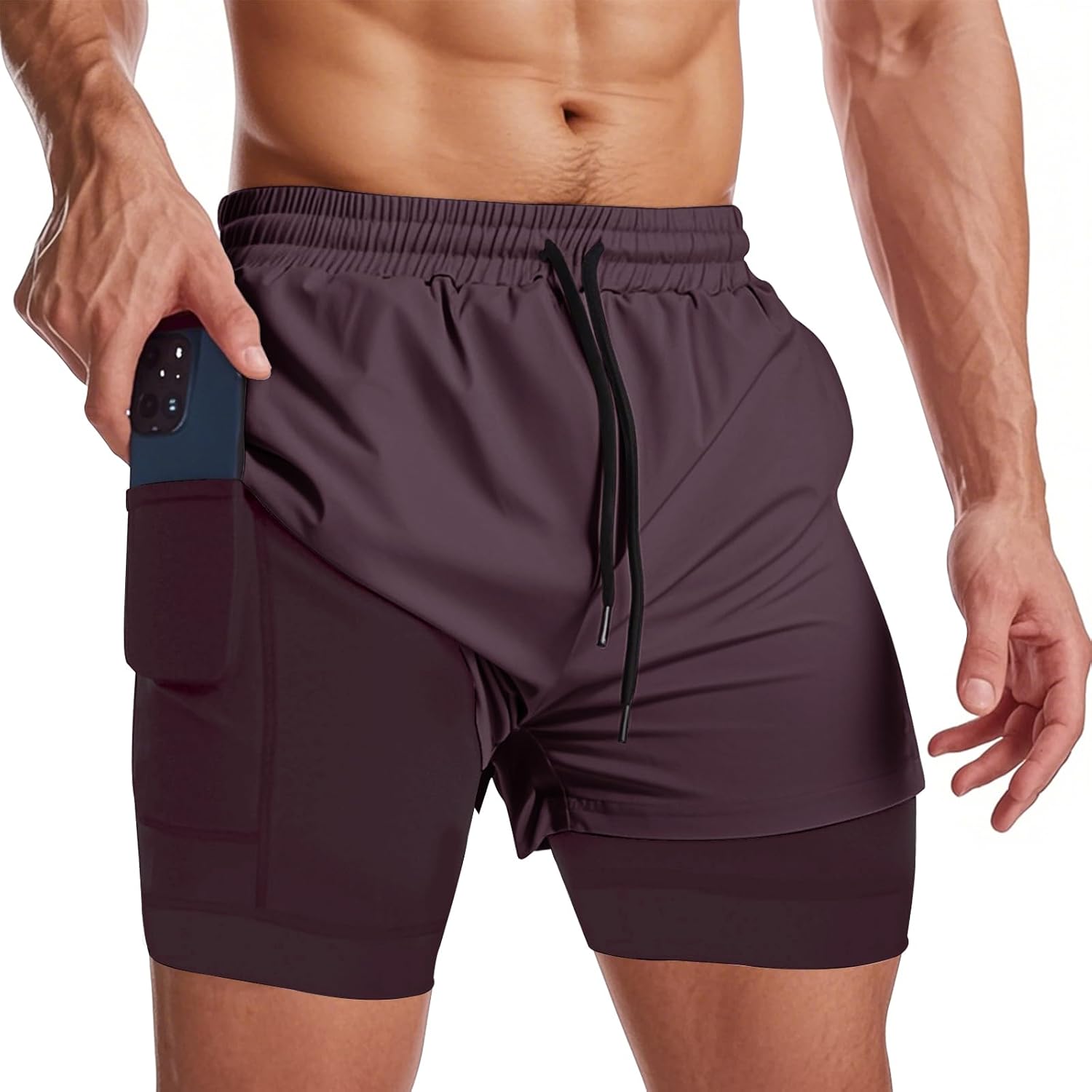 Muscle Killer メンズ 2イン1 ランニングショーツ 速乾 ジム アスレチック ショーツ ライナー付き ワークアウトショ