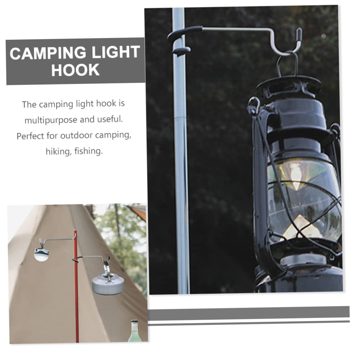 JUMPLAWN 5Pcs Camping Lamp Pole Hooks Durable S Shape Tent Light Hangers for Easy Outdoor Use for Lanterns and Bags Lightweight and Portable for Camping