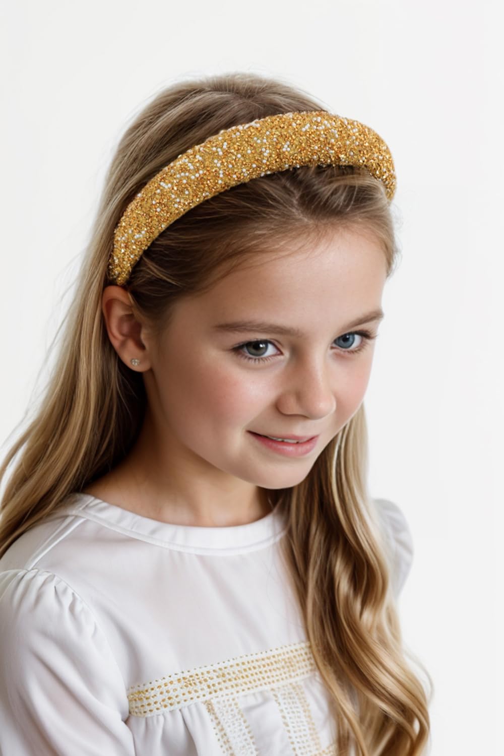 Pearl Rhinestone Women Headband Fashion Bling Beaded Crystal Diamond Headband Glitter Bejeweled Padded Hairband Holiday Girls Headpiece Sparkle Hair Accessories C-Gold - Image 5