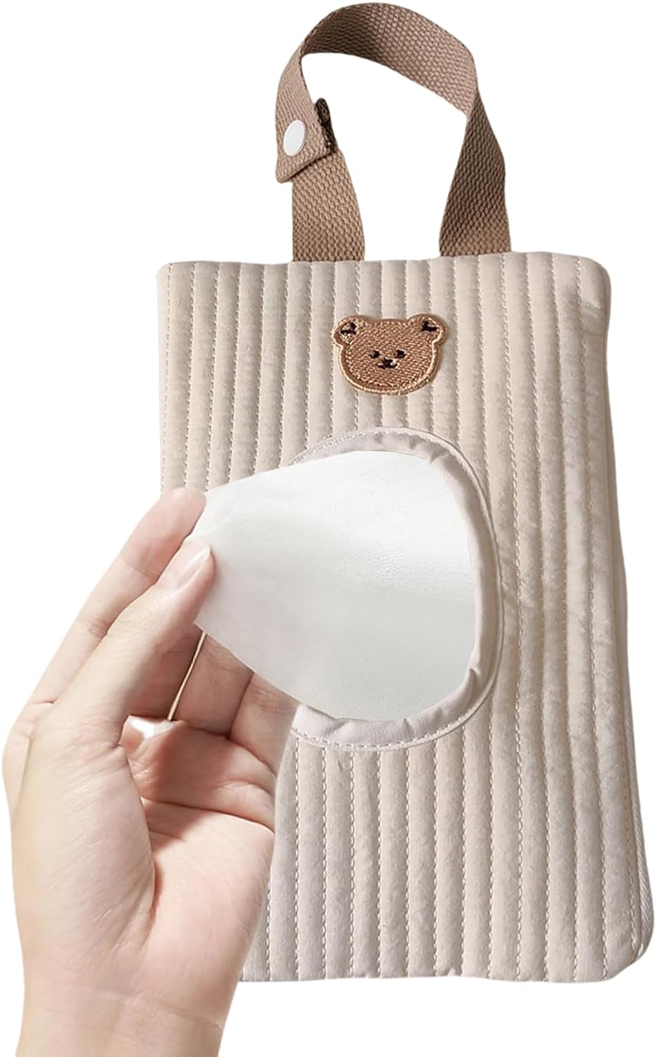 Quorvex Baby Wipes Dispenser, Portable Wet Wipes Holder, Refillable Tissue Dispenser, Pull-Out Tissue Storage Bag for Car, Diaper Bag, Gym, Stroller