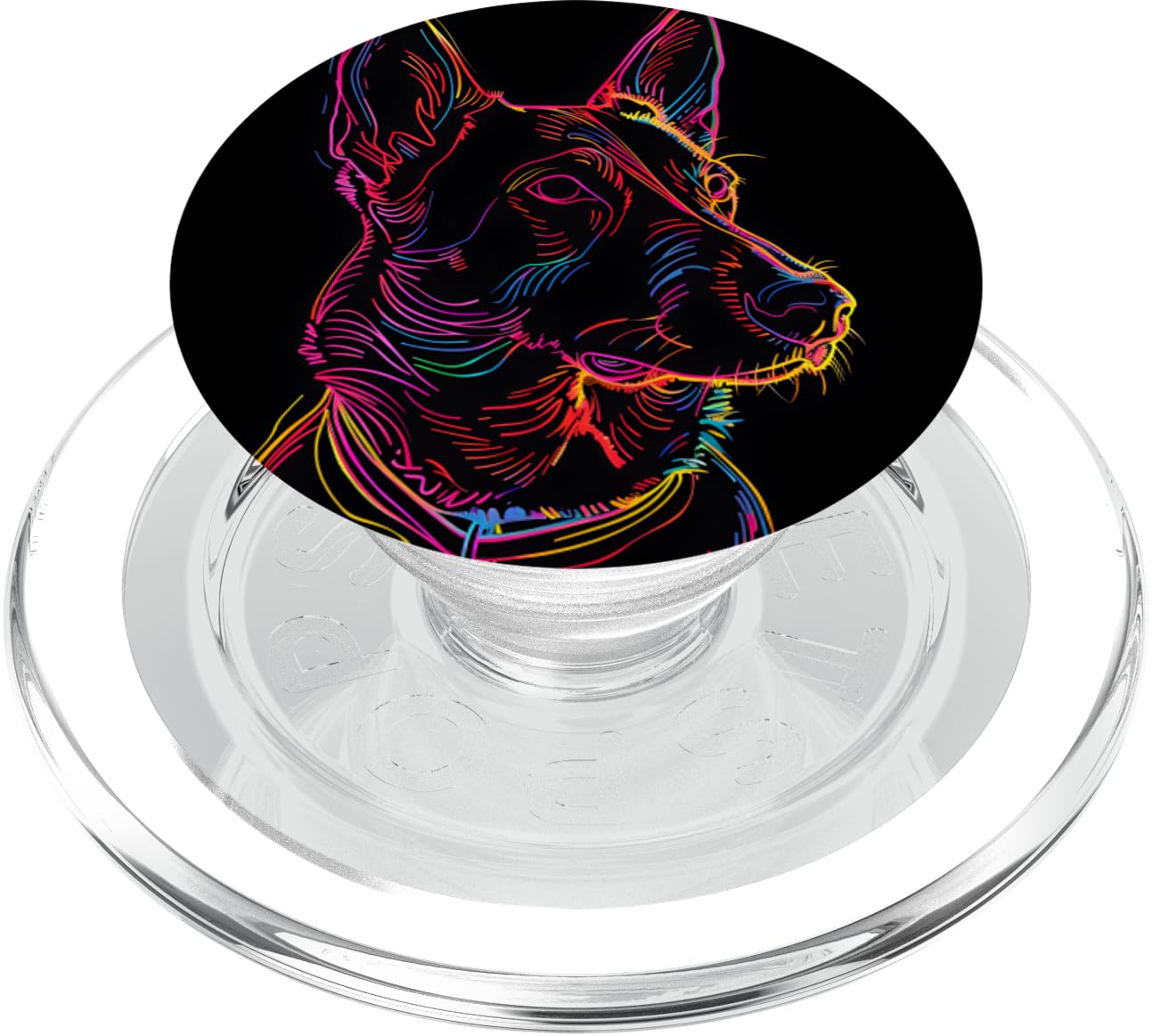 Synthwave Art Belgian Malinois Dog PopSockets PopGrip for MagSafe