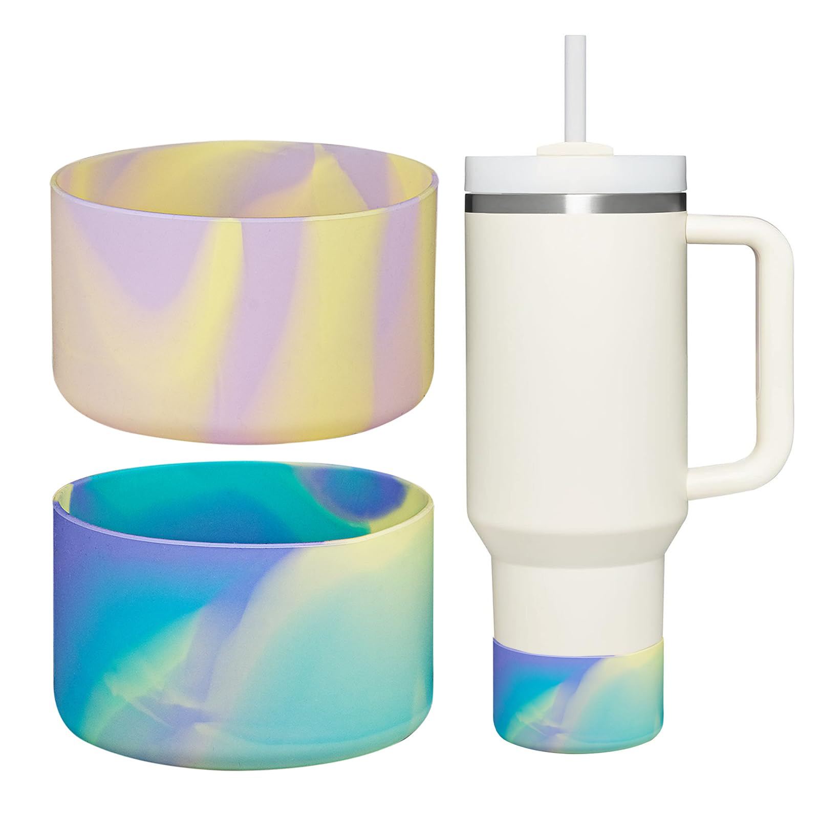 WK IEASON 2 Pcs Tumbler Bottom Protector Boot for Stanley Quencher Adventure 40oz & Stanley IceFlow 20oz 30oz and Compatible with Hydro Flask Water Bottle 12oz 21oz 24oz