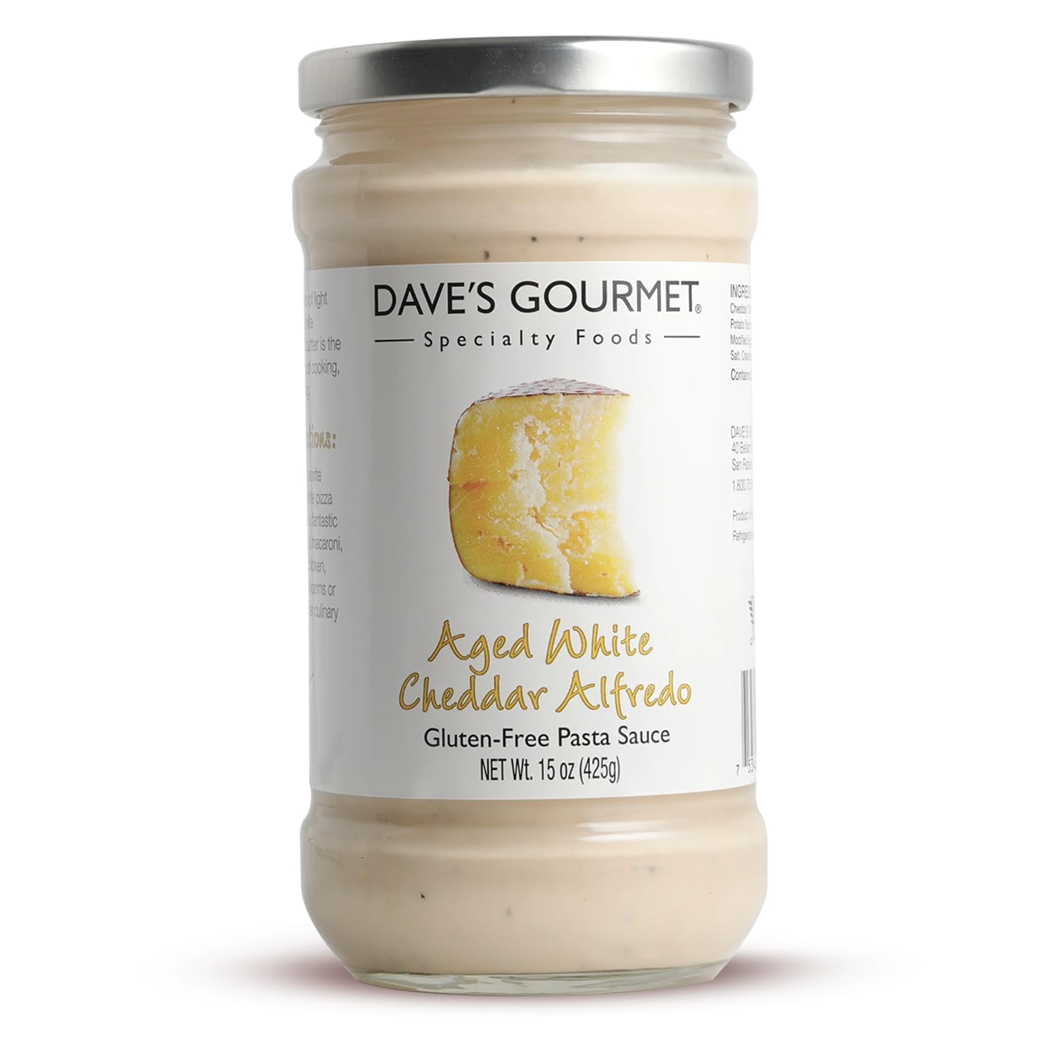 Dave's Gourmet Aged White Cheddar Alfredo Pasta Sauce - Rich & Creamy Flavor - Alfredo Sauce - Ideal for Pasta, White Pizza, Enchiladas & More -