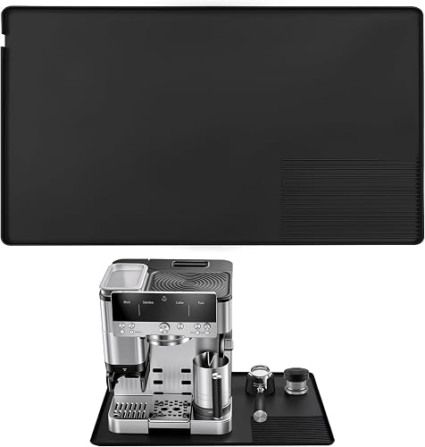 Adiwo Alfombrilla Antideslizante para Cafetera, Alfombrilla de Silicona para Cafetera, Alfombra de Café de Silicona, Protege la Superficie Superior, Antideslizante, Impermeable, Negro