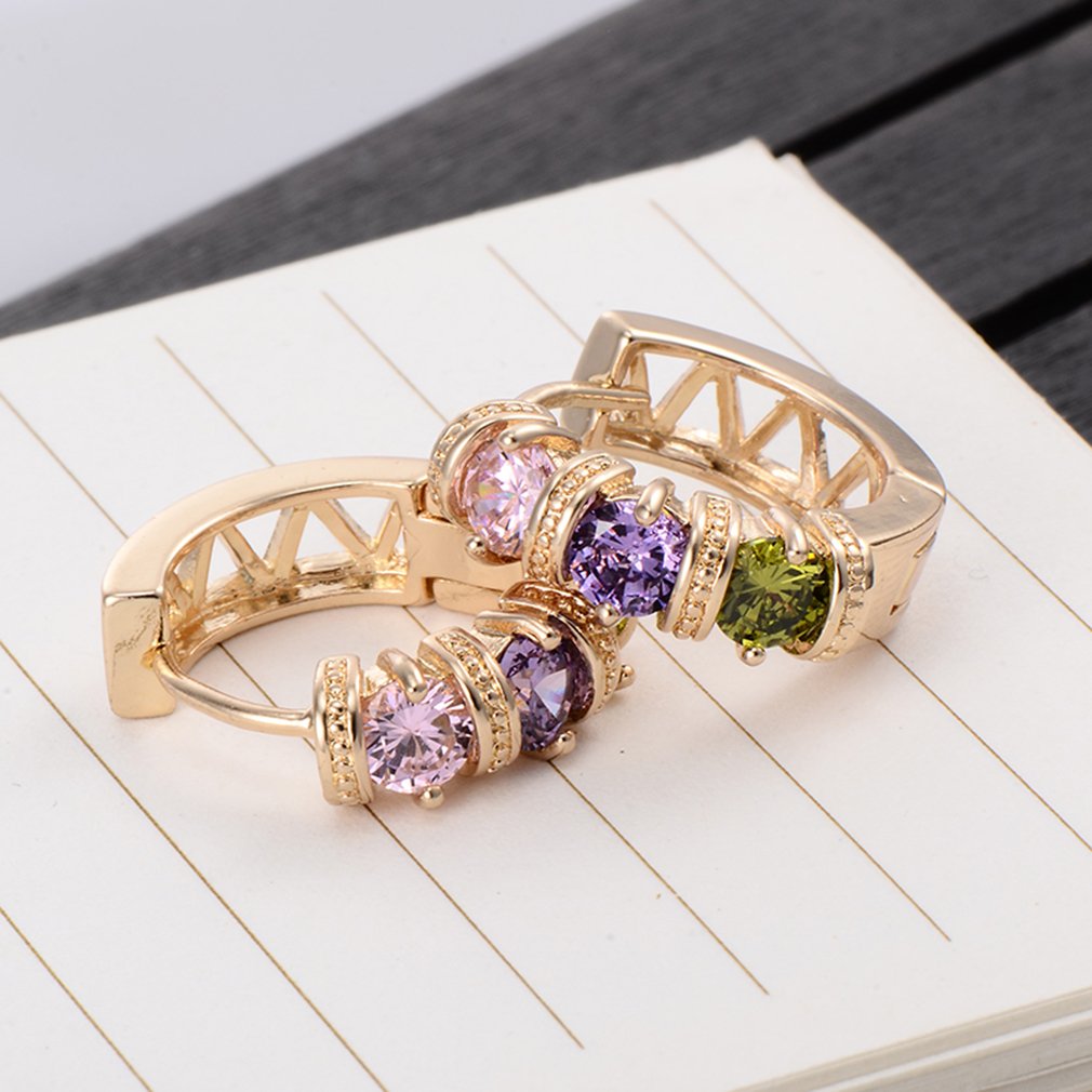 YAZILIND 18K joyeria plateada oro colorido cristal Cubic Zirconia bola embutido redondo pendiente llenada de diseno claro senoras mujeres moda aretes para ninas