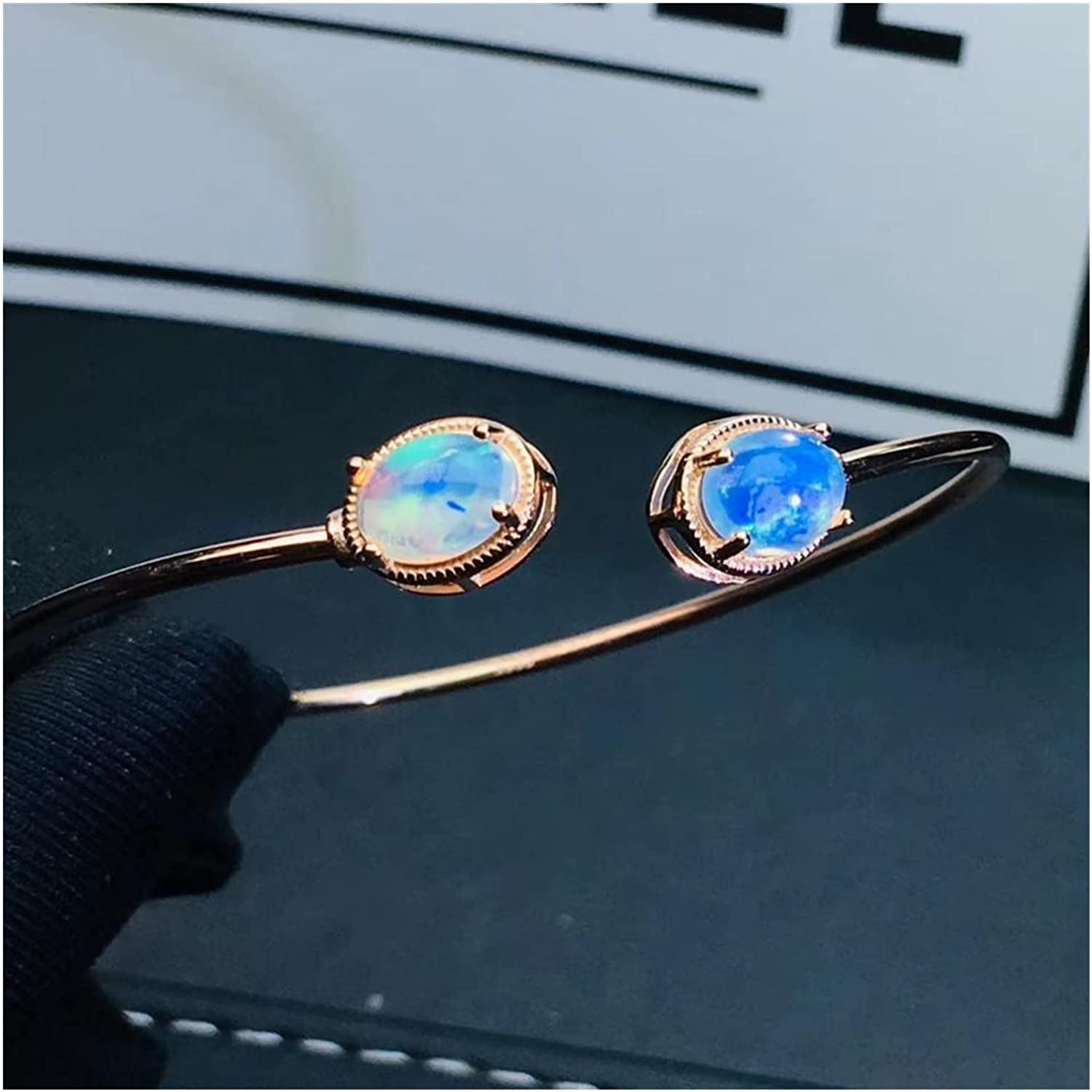 Brazalete de ópalo real pulsera de plata 925 joya de moda mujer 6