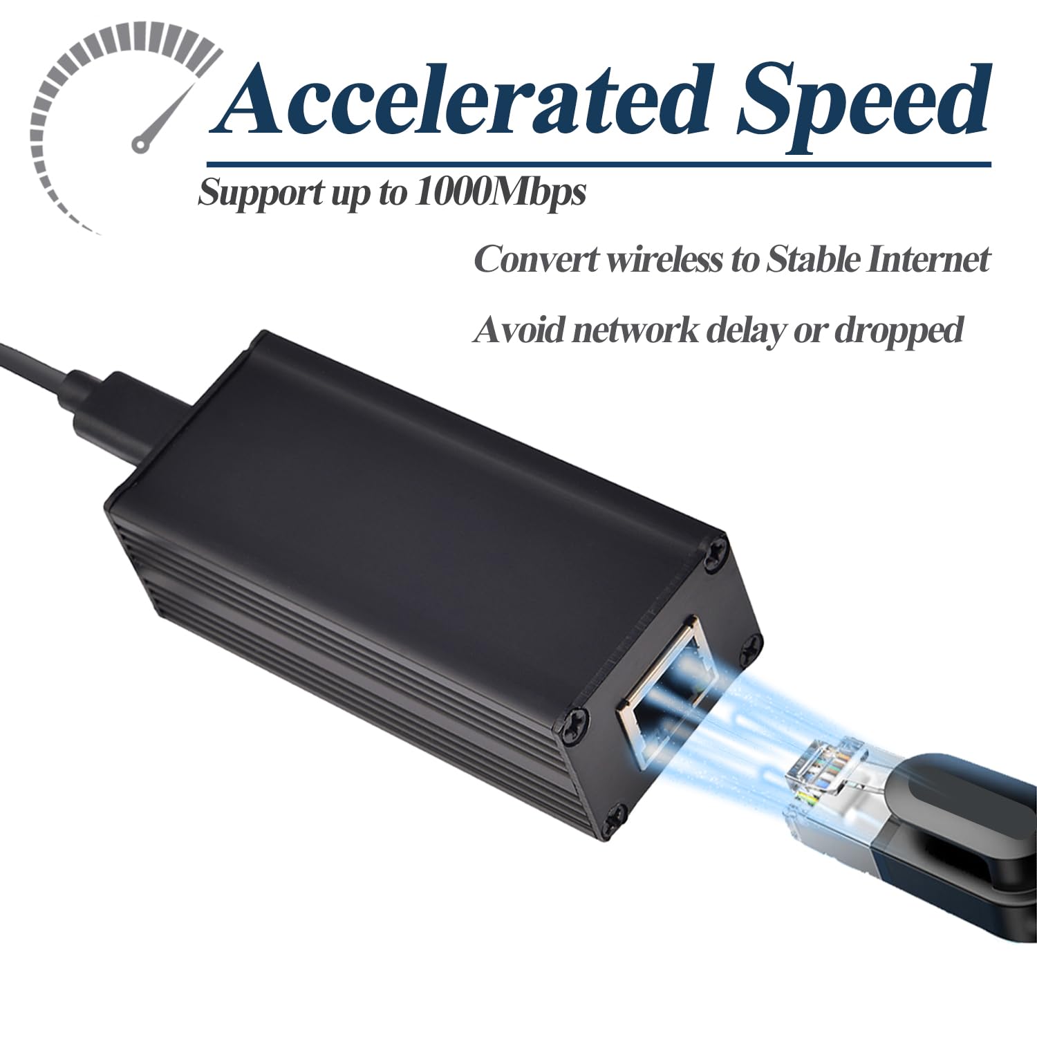 25W Gigabit PoE a USB-C Driver Converter para Teléfono/Tablet, Salida de Alimentación PoE a Type-C con Ethernet 2 en 1, Salida Adaptable 5V/9V/12V/15V/20V, Plug & Play (GPD2CAT-20V)