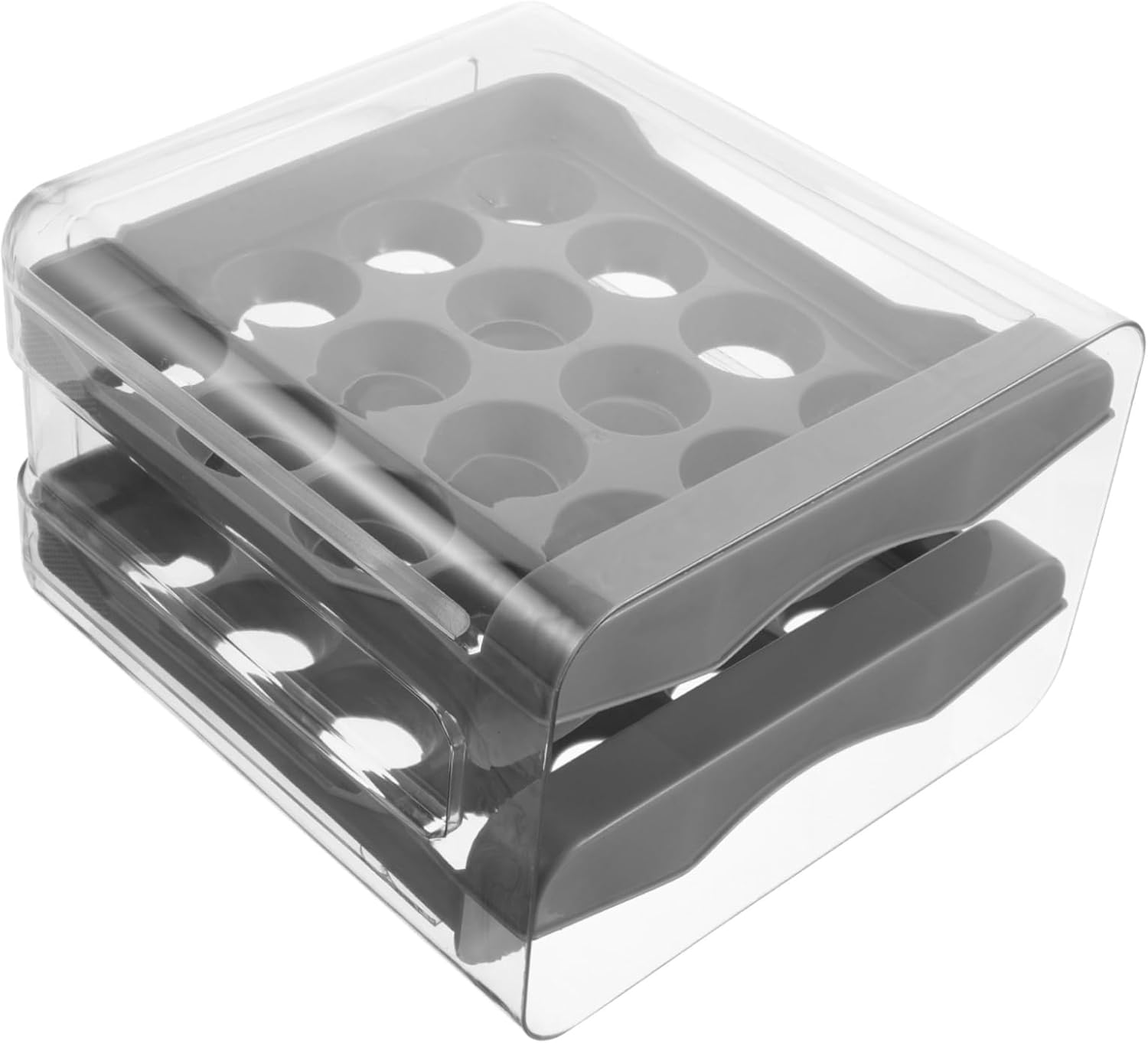 MAGICLULU Double Layer Egg Storage Box Eggs Capacity Refrigerator Holder Fridge Organizer