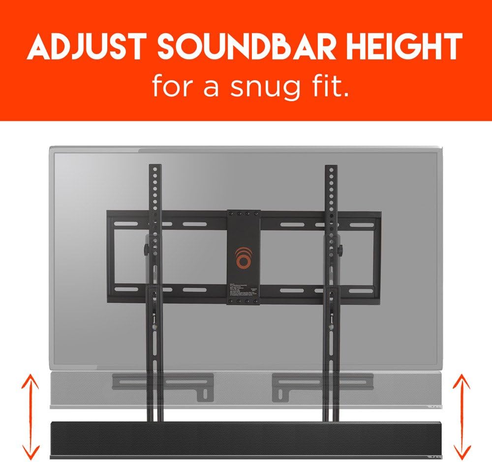 ECHOGEAR Soundbar TV Mount for Rear Mounted Soundbars - Tool-Free Height Adjust for Maximum Compatibility Between Your TV & Soundbar - Features Simple Install with Included Hardware