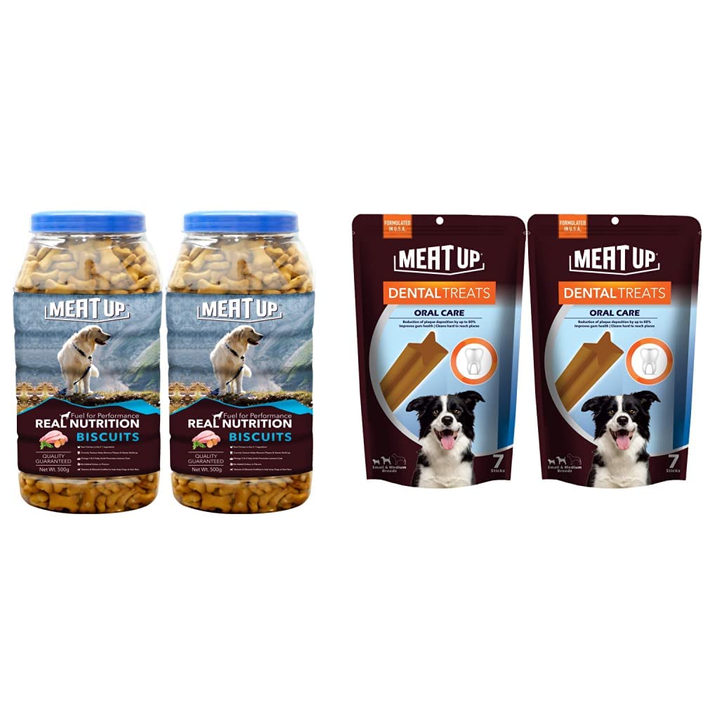 Meat Up Chicken Flavour, Real Chicken Biscuit, Dog Treats -500g Jar (BOGO) and Dental Treats, Oral Care Dog Treats- 7 Sticks, 165g (BOGO) (B08GMTXFVD) Amazon Price History, Amazon Price Tracker
