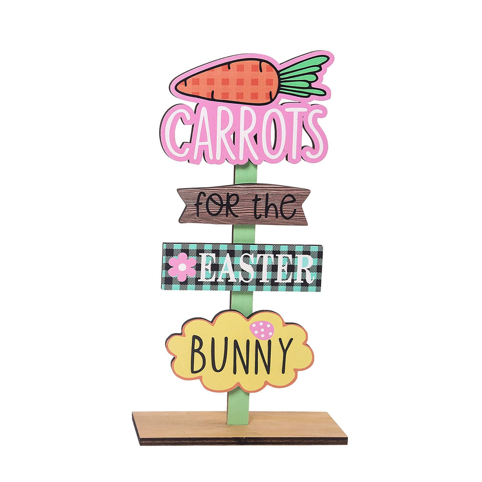 Elnwnnkc Easters Home Decors Wood Ornament Featurings Rabbits Ear or Carrot Designs Wood Texture for Festival Ambiances Festival Home Accessory