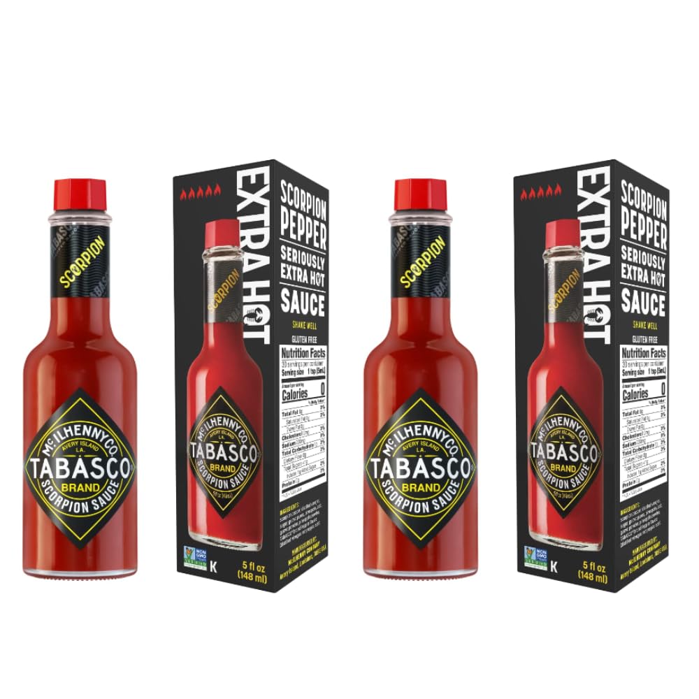 Hot Scorpion Tabasco Hot Sauce - 5 oz Tobasco, Original Hot Sauce, Scorpion Tabasco Sauce - 2 Pack Tabasco Family Reserve by Little Squirt