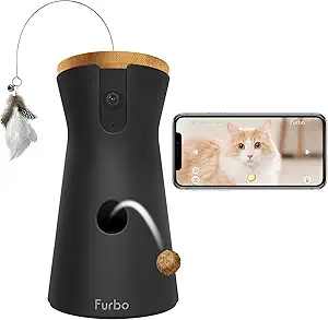 Furbo 360° Cat Camera: Pet Security Cam w/Meowing Alerts, Rotating View, Treat Toss w/Phone App, Smart Home Indoor Kitty Monitoring, 2-Way Speaker (Standard Features - No Subscription Required) asin的图片