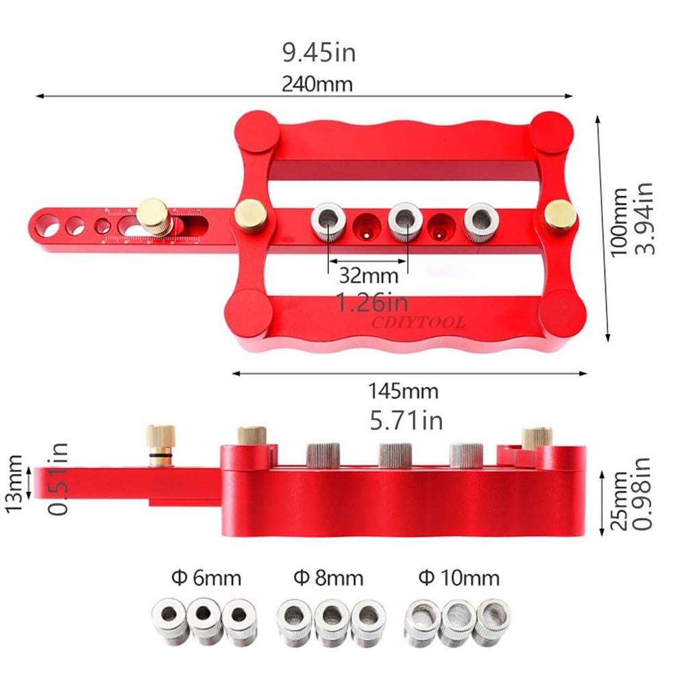 CDIYTOOL Selbstzentrierendes Dübelschablonen Set, 6/8/10mm, Holzdübel Bohrvorrichtung, Holzbearbeitung,Positionierer,Werkzeug, Bohrvorrichtung, Holzdübellocher, Lokalisierer, Tischlerwerkzeuge, 13pcs