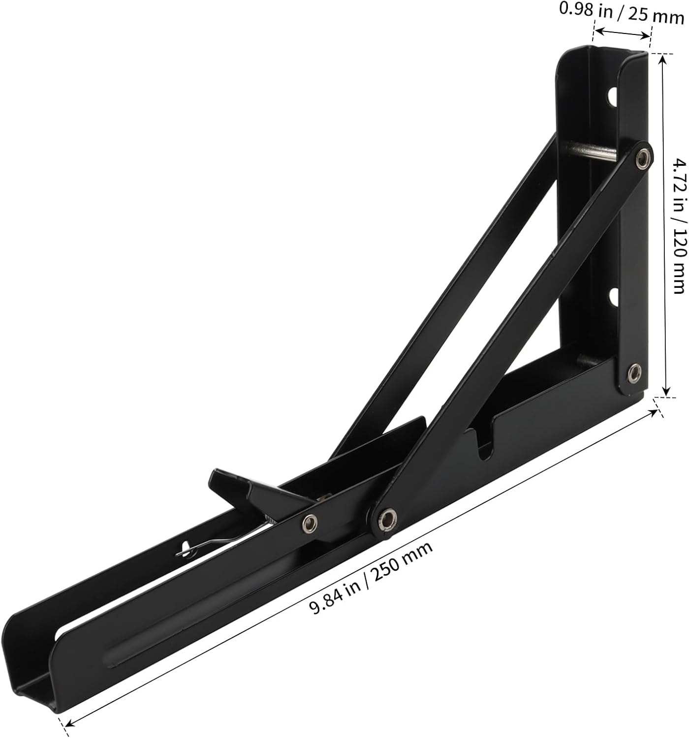 SHEUTSAN 6 PCS 10 Inch Folding Shelf Brackets, Black Folding Hinges Brackets for Workbench, Folding Table, DIY