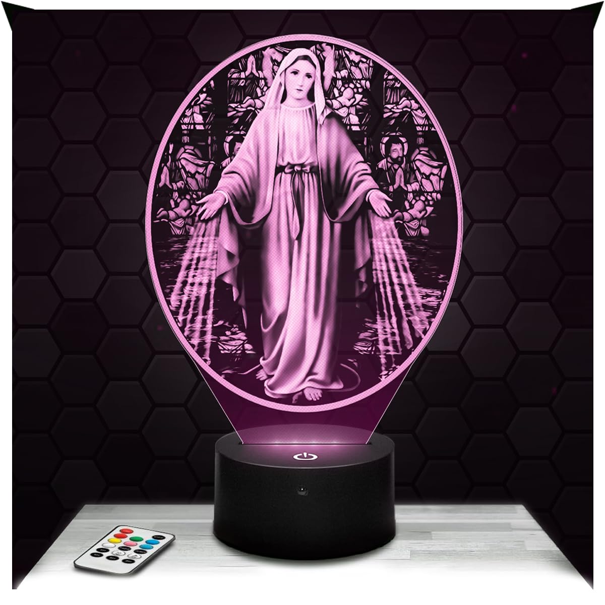 Lampephoto.fr - Stained Glass Virgin Mary Religion 3D Lamp Gift Idea for Catholic Christian Christ Decor, Stained Glass Virgin Mary Religion Desk lamp Living Room, Soft Light. Christmas, Gift TOP