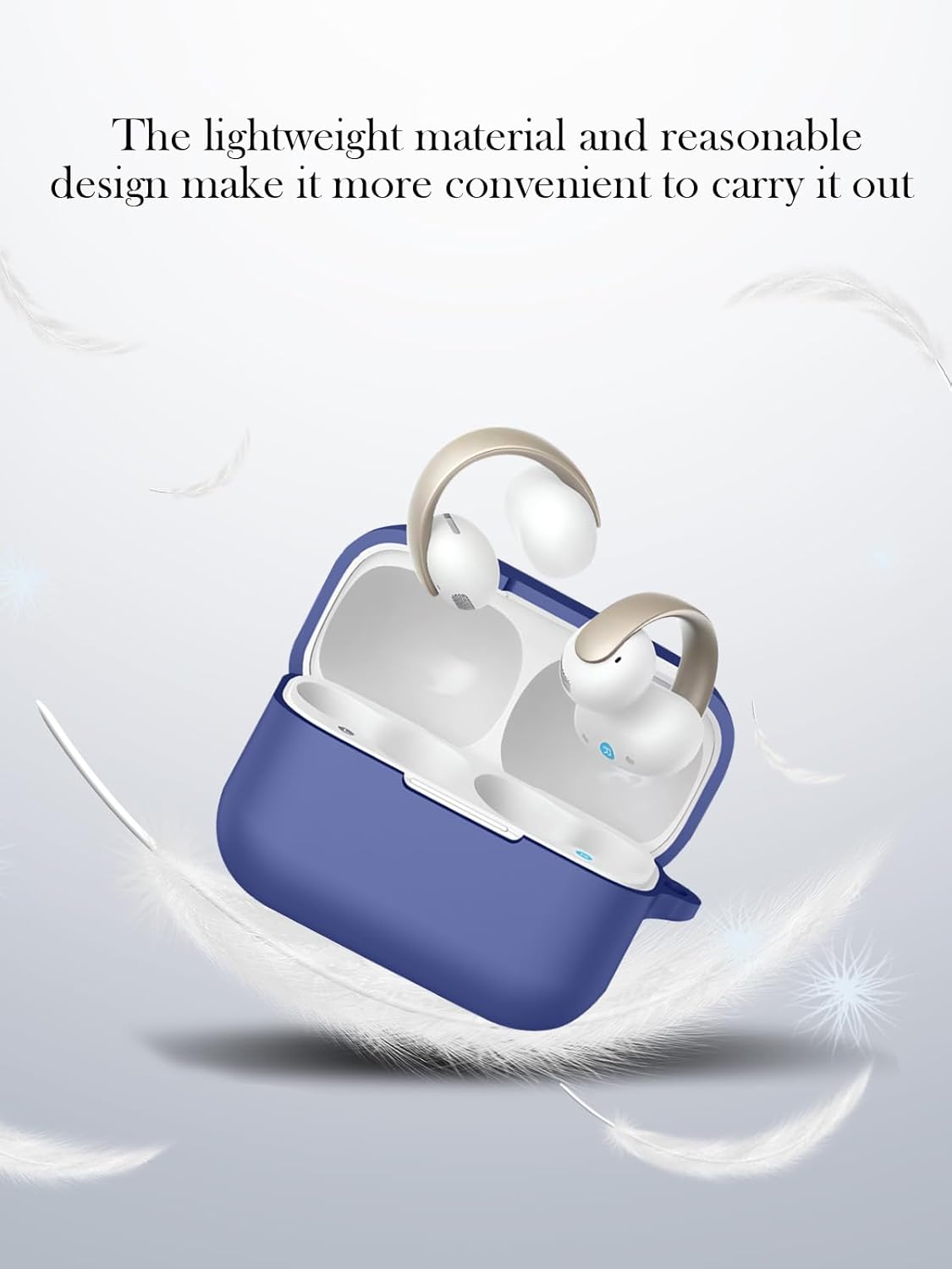 Case for Anker Soundcore AeroClip Open-Ear Clip-On Earbuds,Soft Protective,BOVUGAC Silicone Case Cover with Keychain & Cleaning Kit & Lanyard for Anker Soundcore AeroClip Earbuds-Blue - Image 6