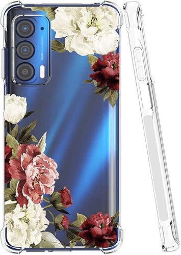 Miniatura 2 de Funda para Moto Edge 2021/Moto Edge 5G UW/Moto XT2141DL Funda transparente para niñas y mujeres, TPU suave a prueba de golpes, funda protectora flor