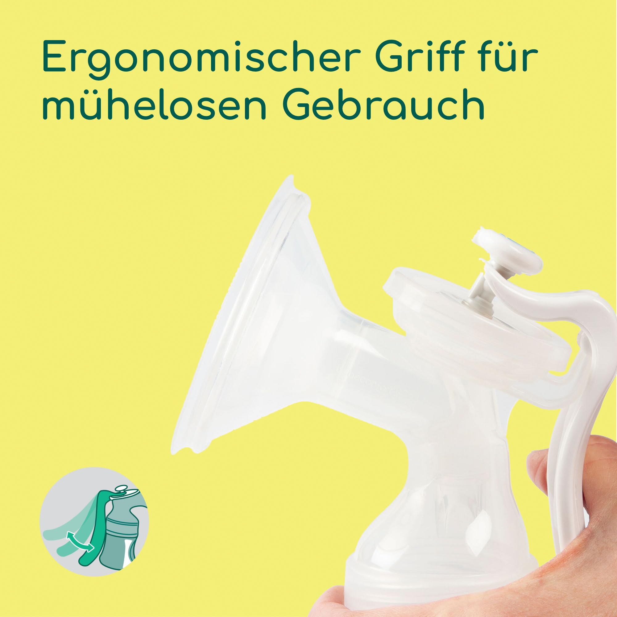 Bebeconfort Handmilchpumpe, Silikonmilchpumpe, Handmilchpumpen-Set mit 150 ml Babyflasche inklusive, Sand