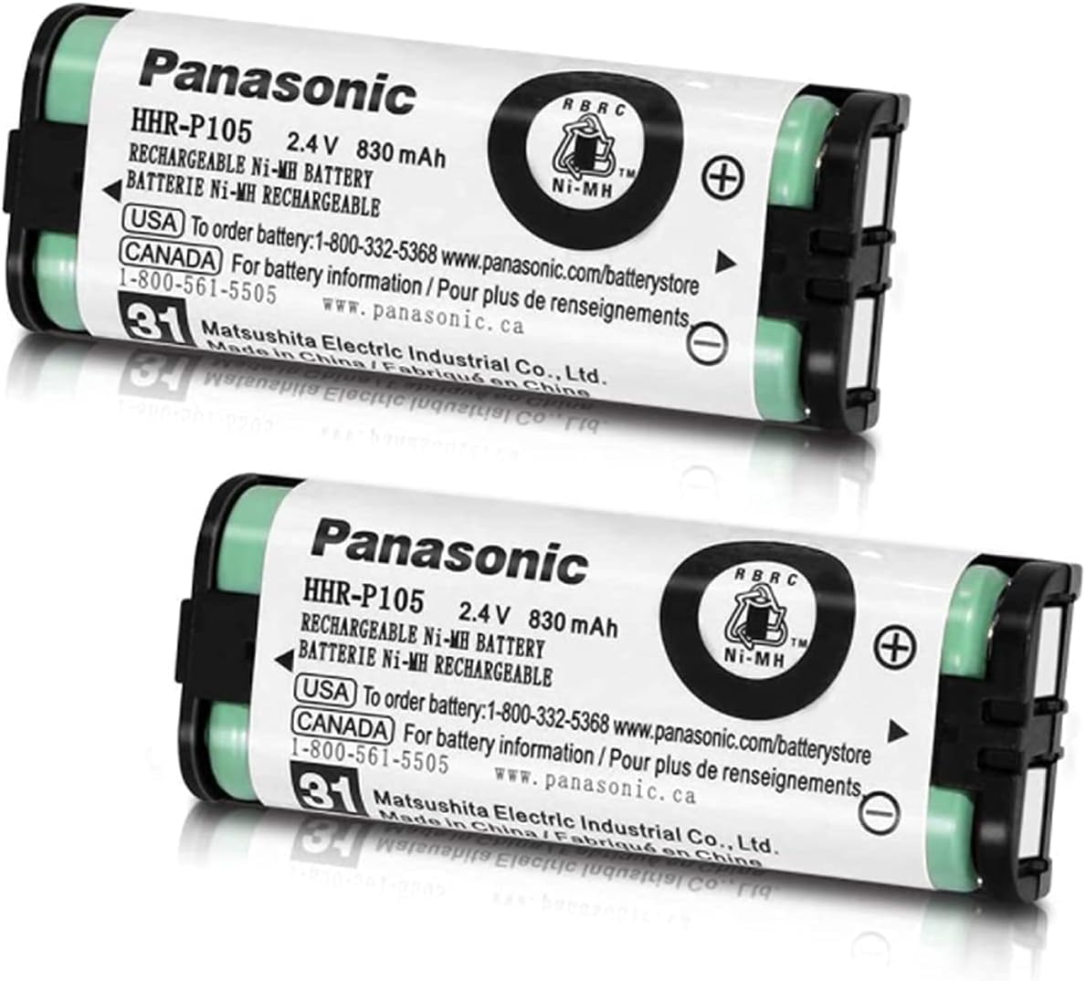 Paquete de 2 HHR-P105 NI-MH batería Recargable para Panasonic 2.4V 830mAh batería para teléfonos inalámbricos
