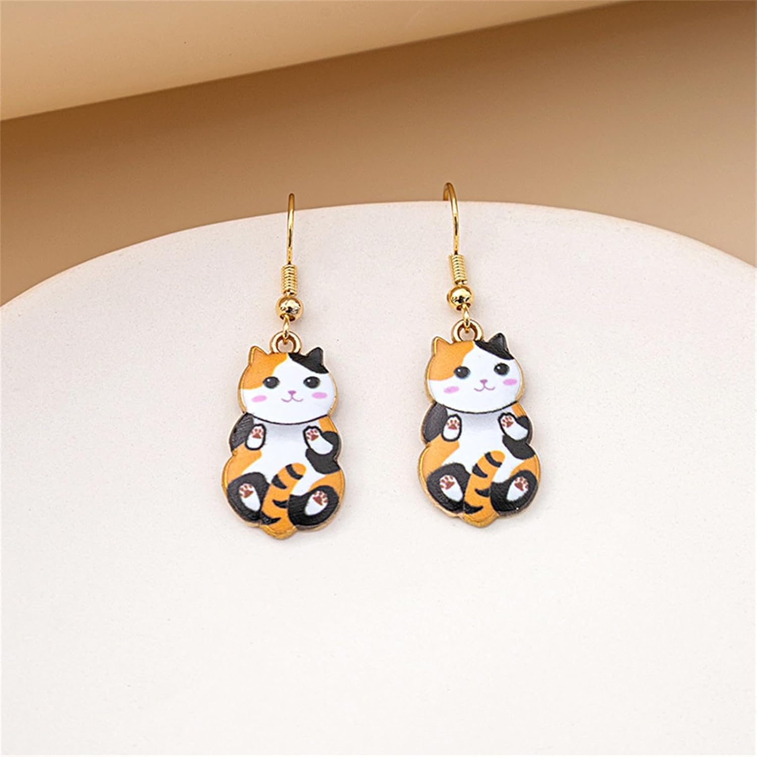 6 Pairs Cute Cat Earrings Set for Women Colored Kitty Cat Alloy Drop Dangle Earrings Fun Cartoon Anime Animal Earrings Halloween Birthday Party Jewelry Gifts - Image 7