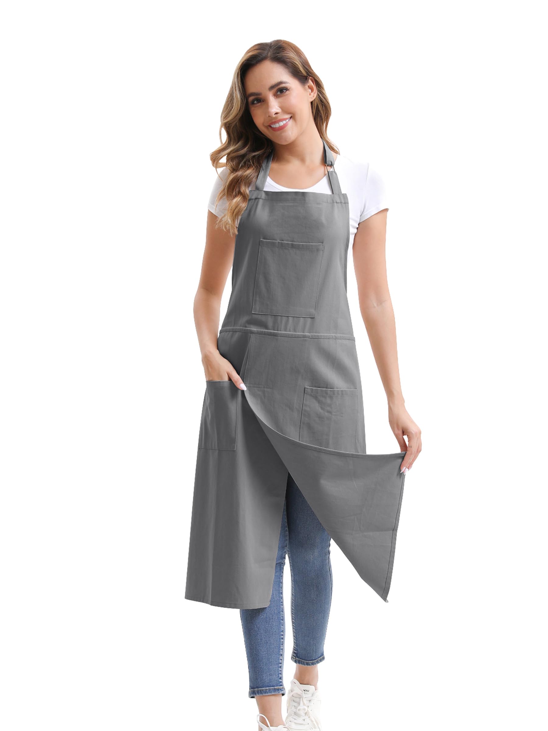 Nanxson Pottery Apron Split Leg Long Artist Painting Apron with 3 Pockets & Adjustable Buckle for Ceramic Wheel DIY Art