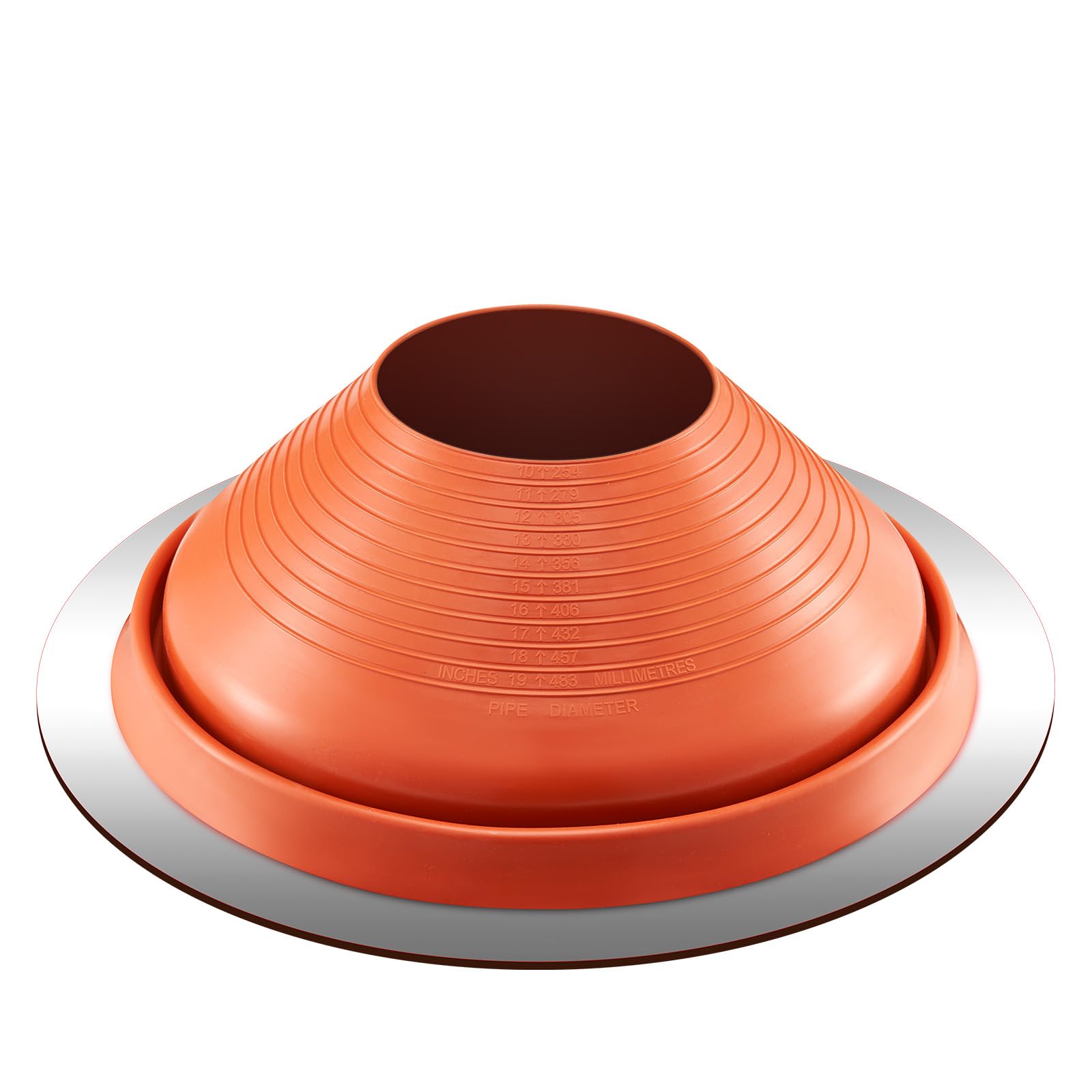 VEVOR Guarnizione per Tubo del Tetto, per Tubi con Diametro Esterno 254-483 mm, Guarnizione Flessibile in Silicone Temperatura -74℃-225℃, Base in Metallo Rosso Rotondo, per Camino Tubo Sfiato Esterno