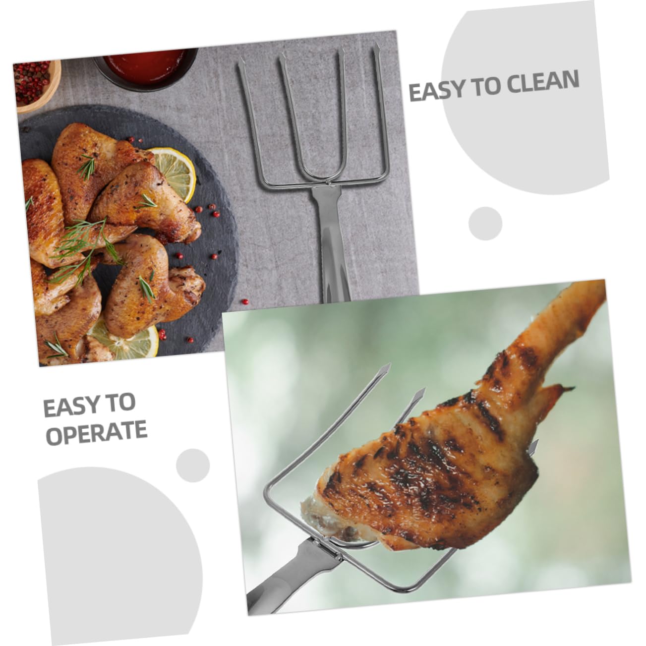 Ciieeo Turkey Fork Set Roast Turkey Lifter Chicken Skewers Outdoor Grilling Tool