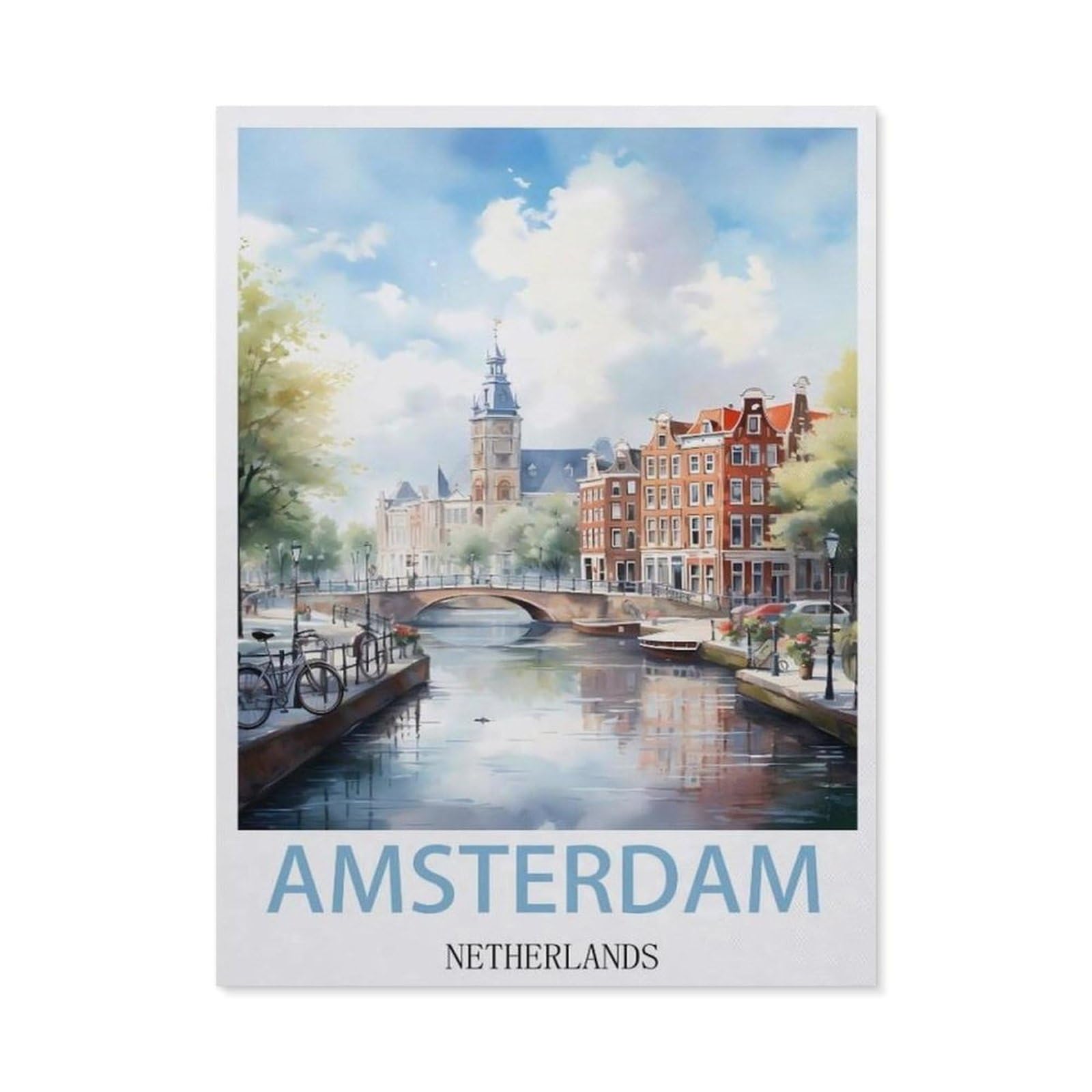 Amsterdam Netherlands，Puzzle 1000 Pieces Wood Puzzle Adult Children'S Educational Toy Family Decompression Game（75x50cm）-DJ53