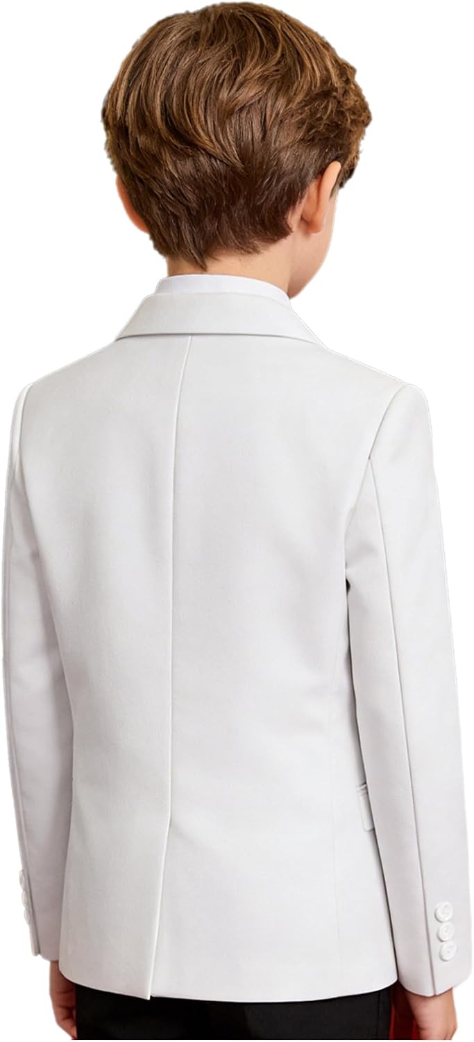 TiaoBug Boys Blazer Kids Long Sleeve Suit Jacket Notched Lapel Two Button Tuxedo Coat School Outerwear