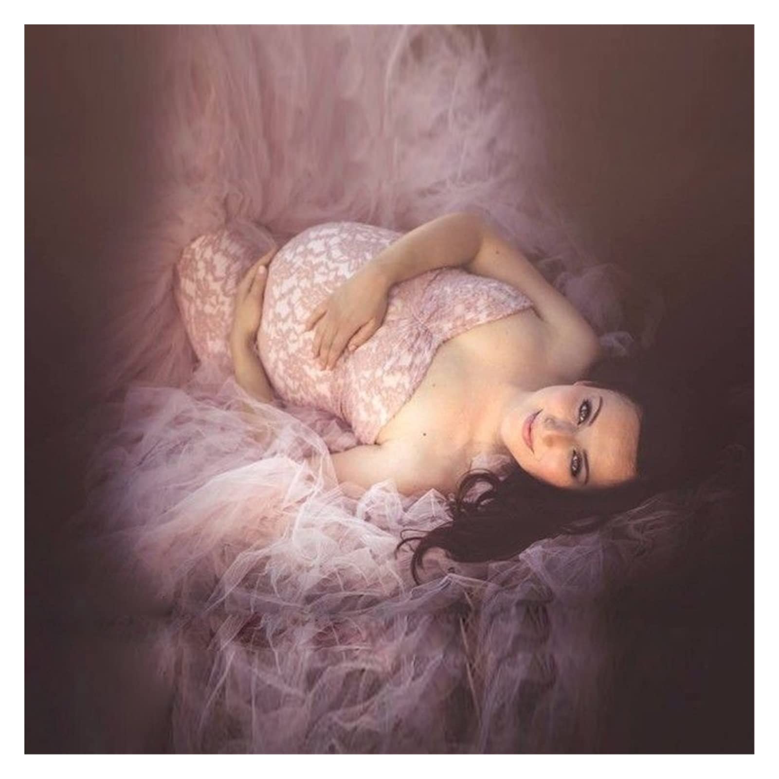 Puntelli della Fotografia di maternità Senza Spalle Abiti Abiti in Pizzo Mesh Gravidanza Dress Photo Sparare Maxi Abiti Vestiti for Le Donne Incinte Comfortable
