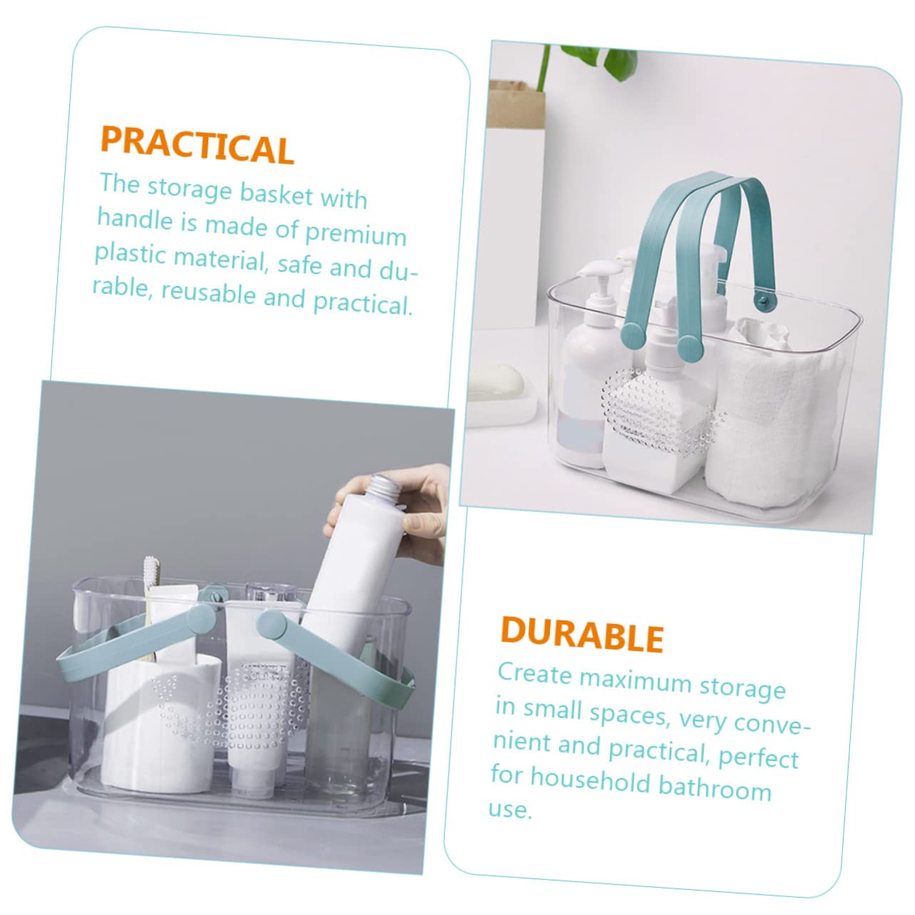 Ciieeo Cesta De Ducha Organizadora De Plástico Con Asa Cestas De Plástico Para Baño Portátiles Para Almacenamiento En Baños Pequeños