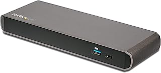 StarTech.com Thunderbolt 3 Dock - Dual Monitor 4K 60Hz Laptop Docking Station with DisplayPort - 85W Power Delivery - 3-Port USB 3.0 Hub, Ethernet, Audio - TB3 Dock - Windows & Mac (TB3DK2DPPD), Black, Gray, 1.06" (27 mm) x 3.15" (80 mm) x 8.66" (220 mm)