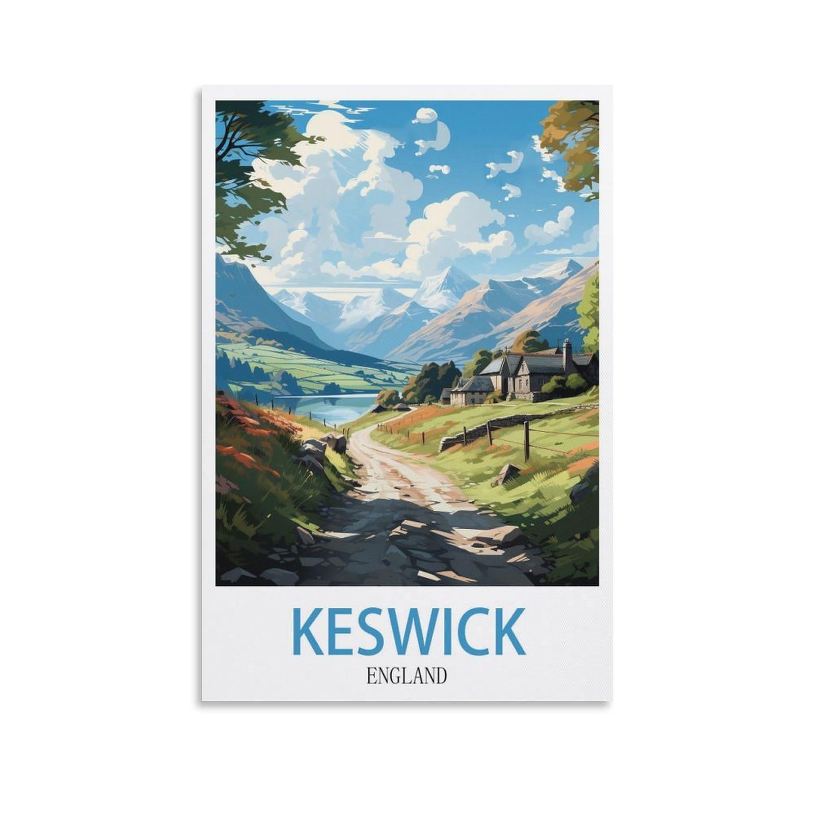EZMLFA 5D Diamond Art Kits for Beginner,Keswick England,Diamond Art House DIY Diamond Art Kits for Home Wall Decor 50x60cm