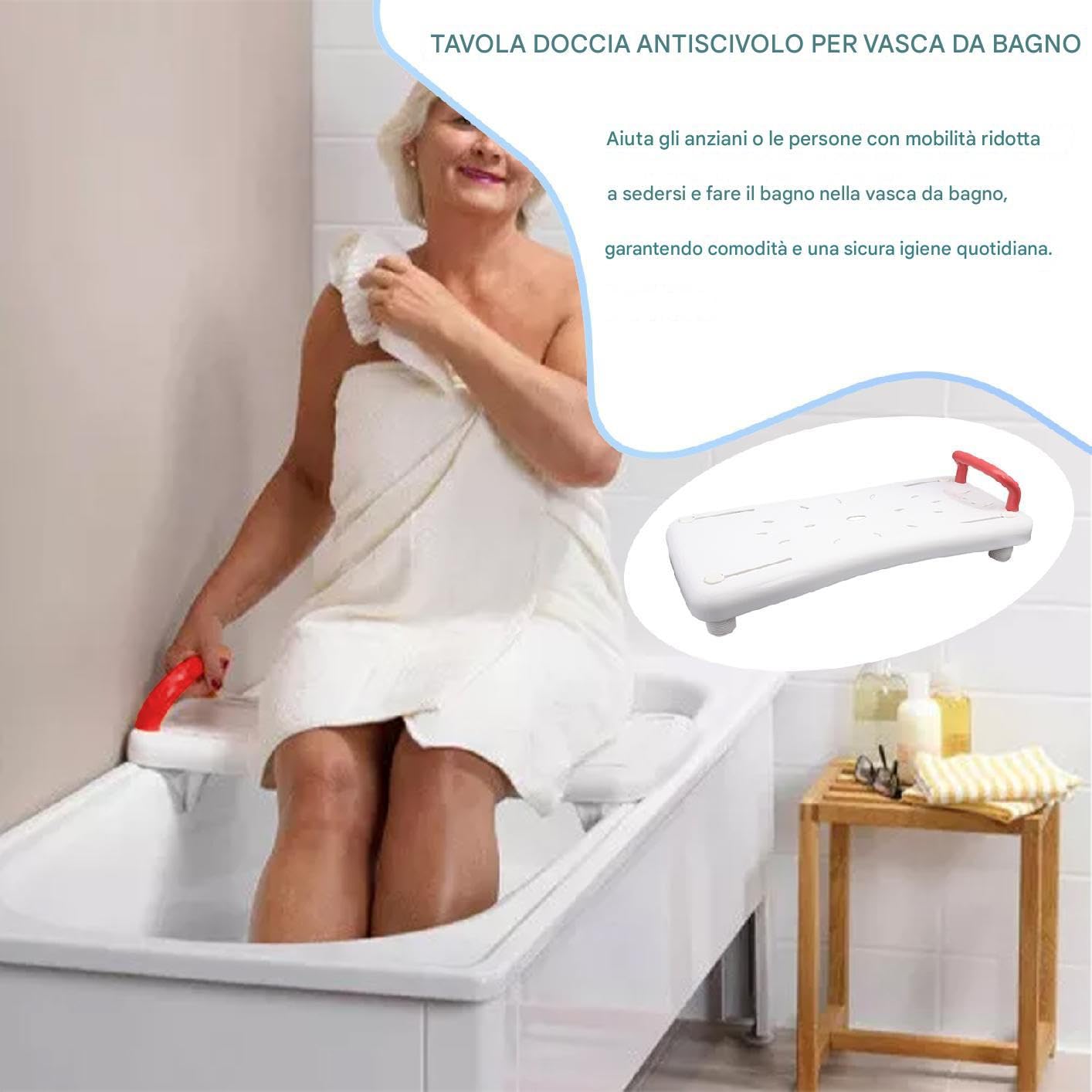 Banco de bañera con asa Tabla Asiento De Baño Y Tabla Bañera Ducha | Sentado Esquinas Redondeadas Multifuncional Para Personas Con Discapacidad Y Con Dificultades Menstruales