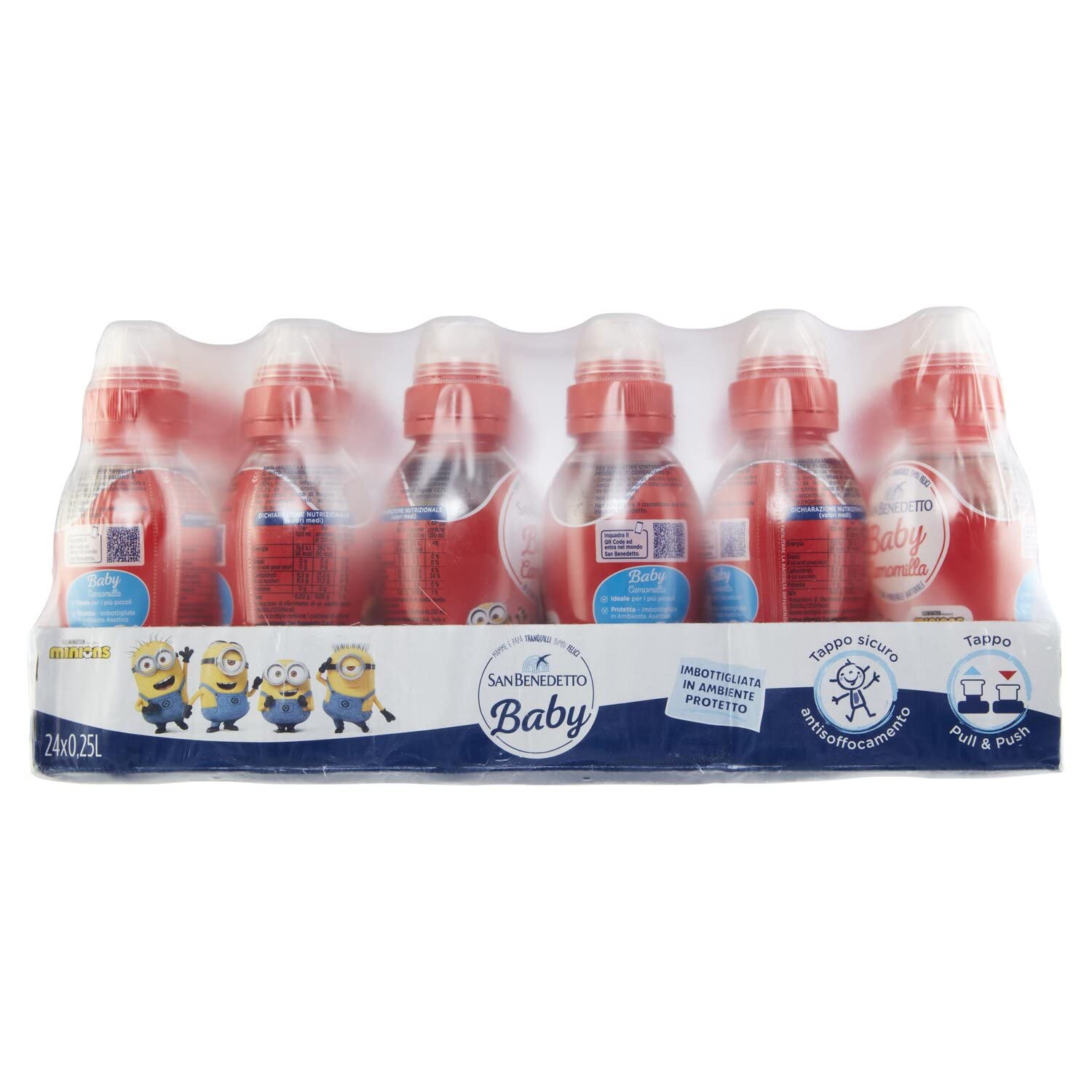 24x San Benedetto Baby Camomilla Fragola,Kamille mit Erdbeergeschmack,Kohlensäurefreies Getränk in Natürlichem MineralwasserPull-Push, 25cl + Italian Gourmet Polpa di Pomodoro 400g Dose
