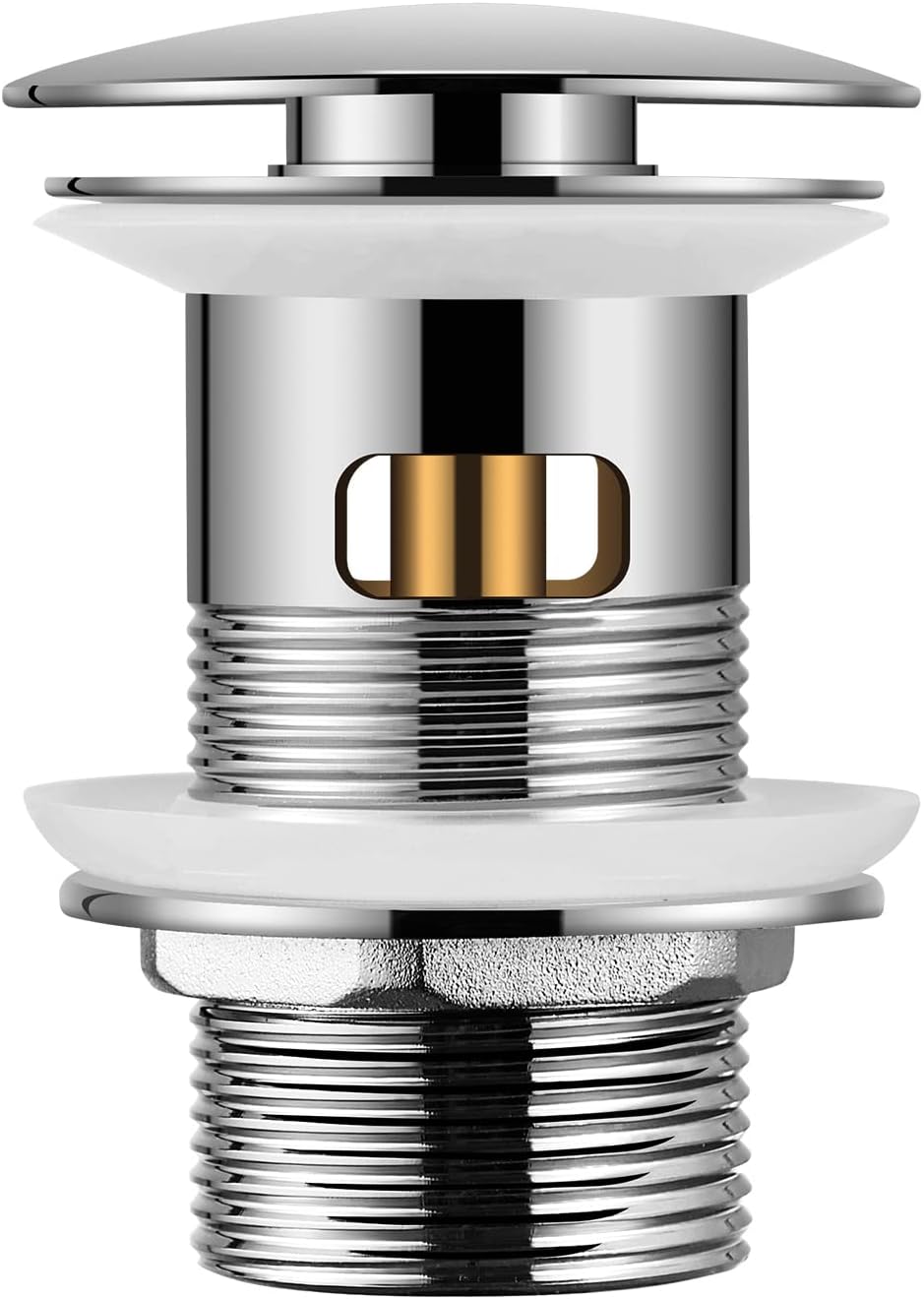 Pop Up Waste for Bathroom Sink Modern Basin Waste Chrome Click Clack Sprung Plug Waste for Basin Slotted with Overflow