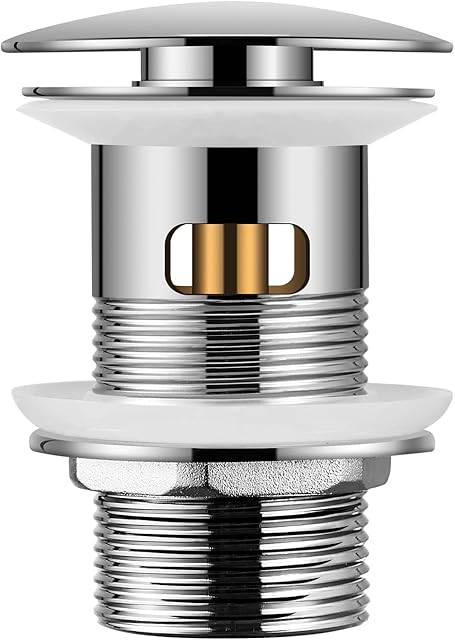 Hapilife Pop up Waste for Bathroom Sink Modern Chrome Click Clack Sprung Plug Waste for Basin Slotted with Overflow