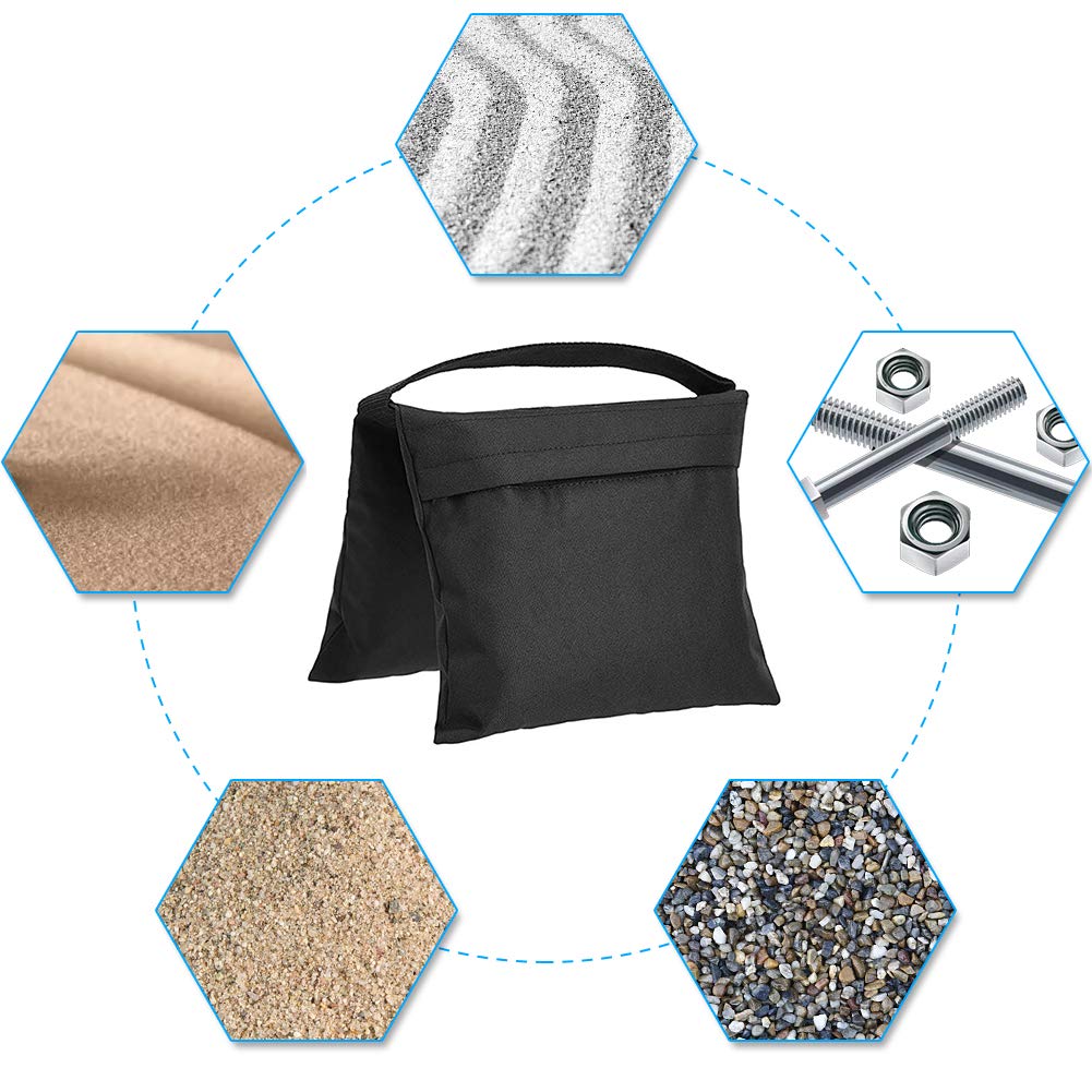 Sacs De Sable Vides Pour Photo - Lot De 4 Avec Mousquetons, Tissu Oxford étanche (noir)