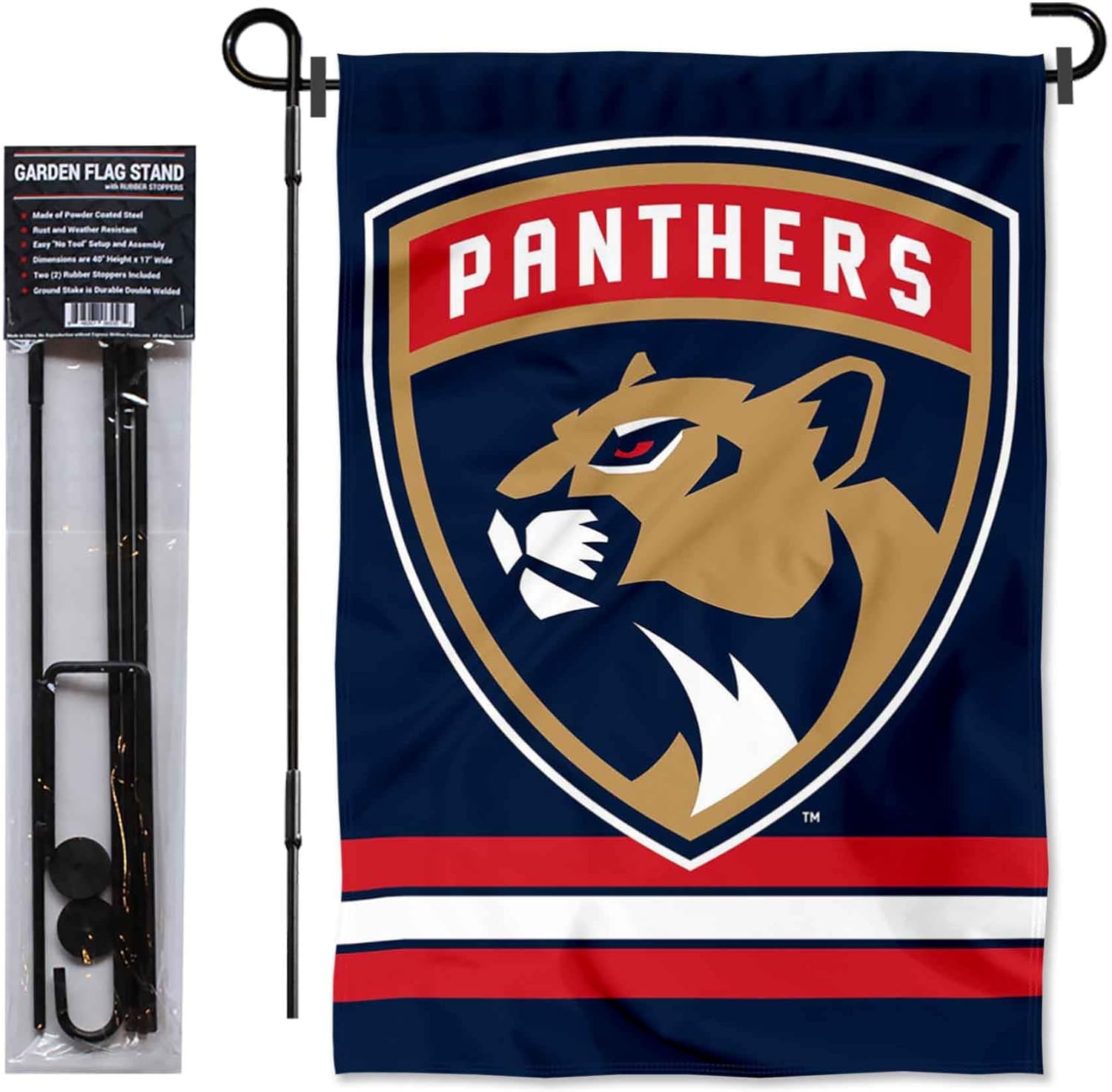 Florida Panthers Garden Flag with Pole Stand Holder - Image 2