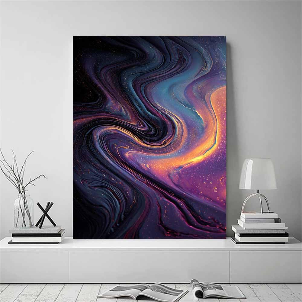 PUQAAEO Arte de pared en lienzo Vórtice decoración abstracta moderna para habitación,para baño,sala de estar,dormitorio,oficina,pasillo,（púrpura-80x120cm Sin marco