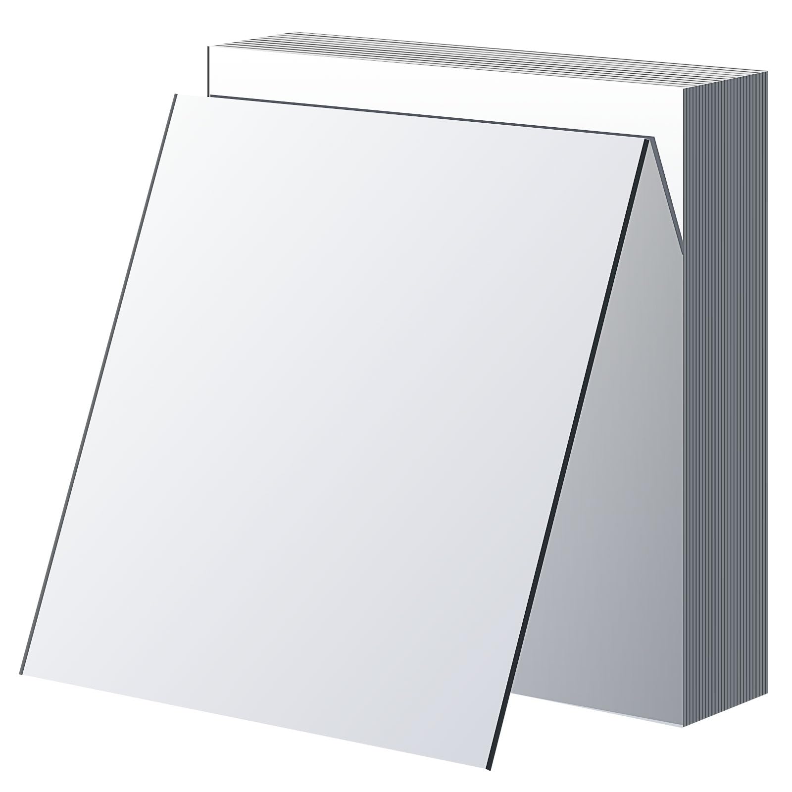 50 Pack Glass Mirror Tiles Set, 15 x 15 cm Square Mirror Sheets Bulk, 1.1 mm Thick Cut to Fit Glass Tiles for Crafts DIY Wall Decoration Centrepieces Home Table Decor (No Adhesive)