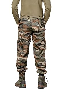 Men's Camouflage Cargo Lower, Polyester, Elastic Waist and Ankle Cuffs, Multi-Pocket (in, Alpha, XL, Regular, Woodland Camouflage)