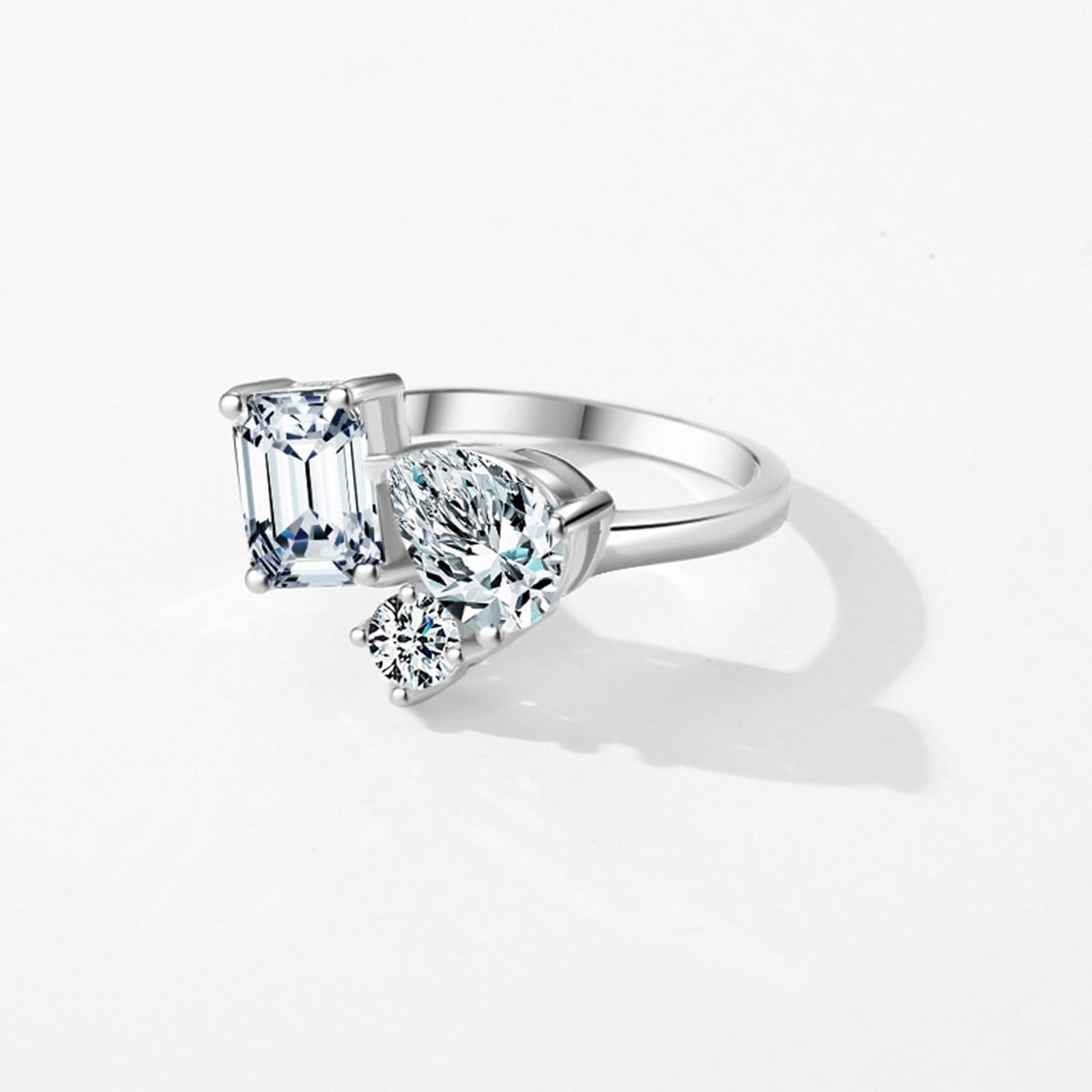 KnSam Anillo de oro real de 9 K/14 K, oro blanco, moissanita, anillos para parejas, Au375/585, oro blanco, clásico, talla 47-62