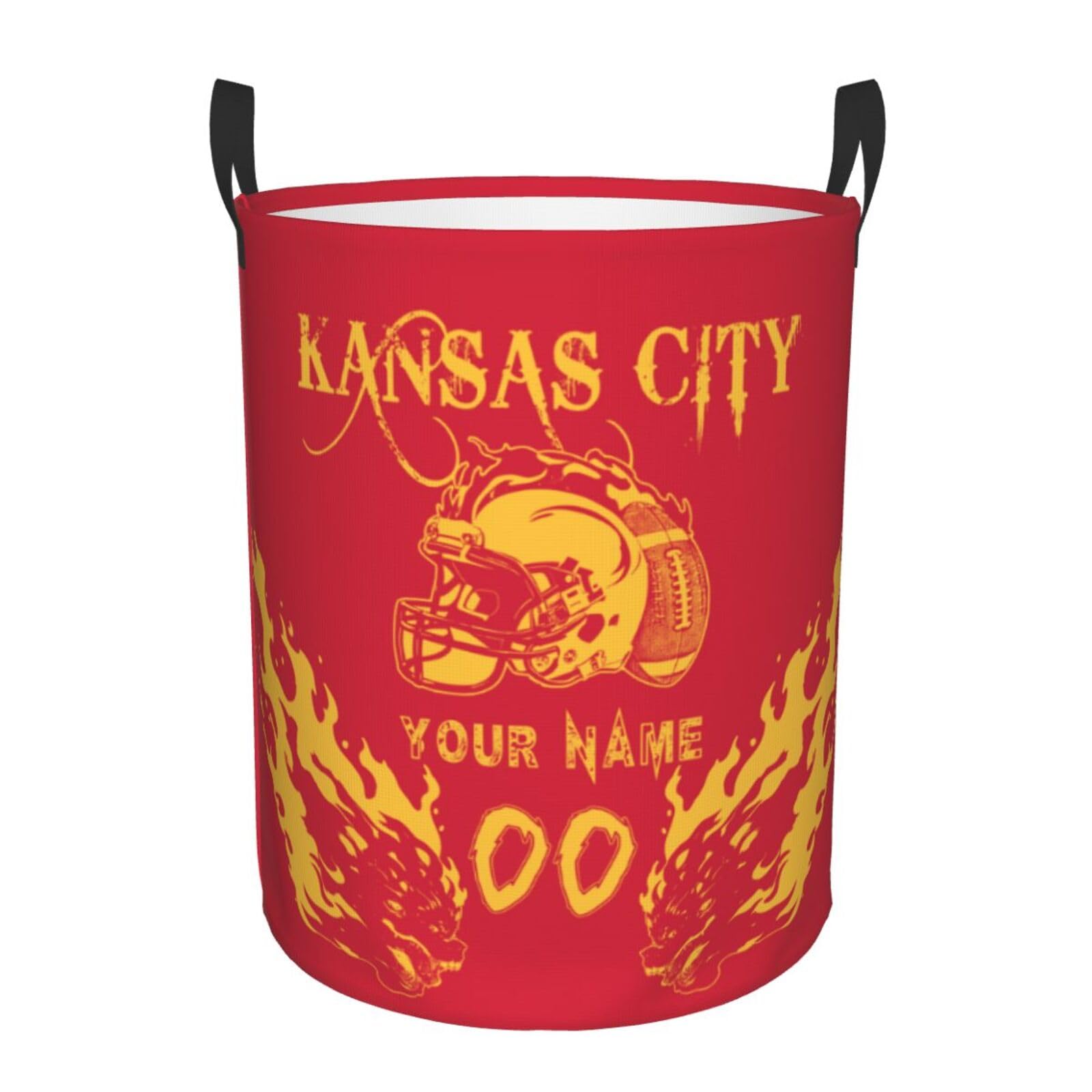 Kansas City Personalized Laundry Hamper Custom Name Number Large Capacity Waterproof Collapsible Storage Basket for Bedroom Bathroom Living Room