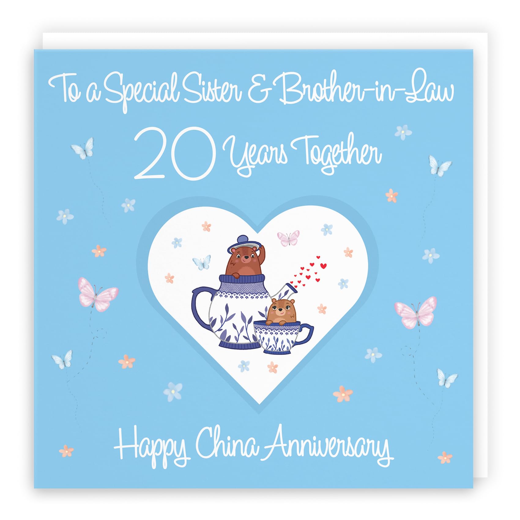 Hunts England, Sister & Brother-in-Law 20th Anniversary Card, 20 Years, China Anniversary, Romantic Meadows, Fun Card