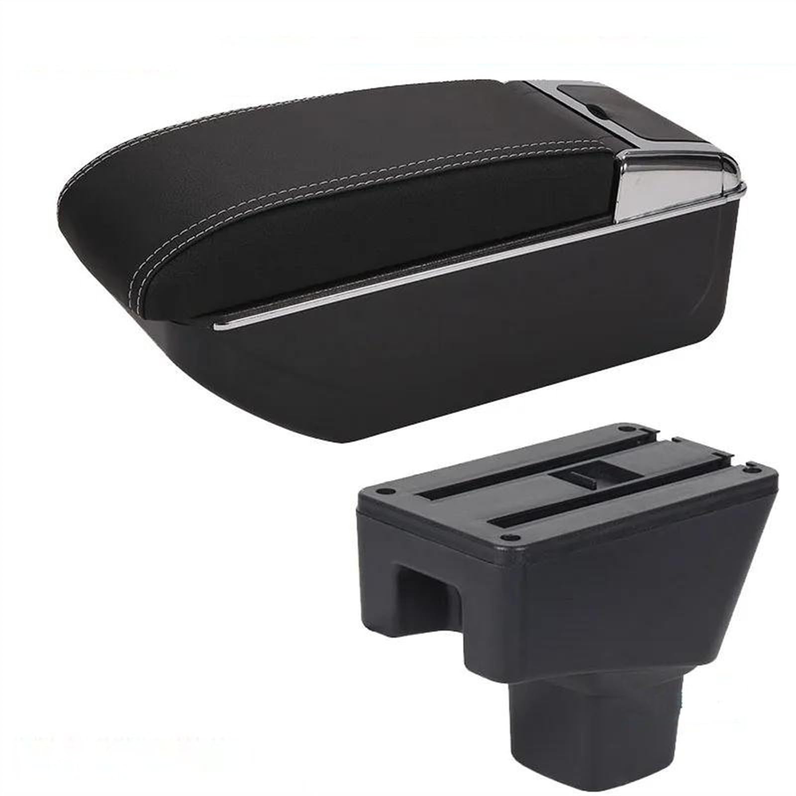 NOHEEU Car Center Console Storage Box Multifunctional Armrest Interior Accessories For SUZUKI SX4(D3 Black white NoUSB)