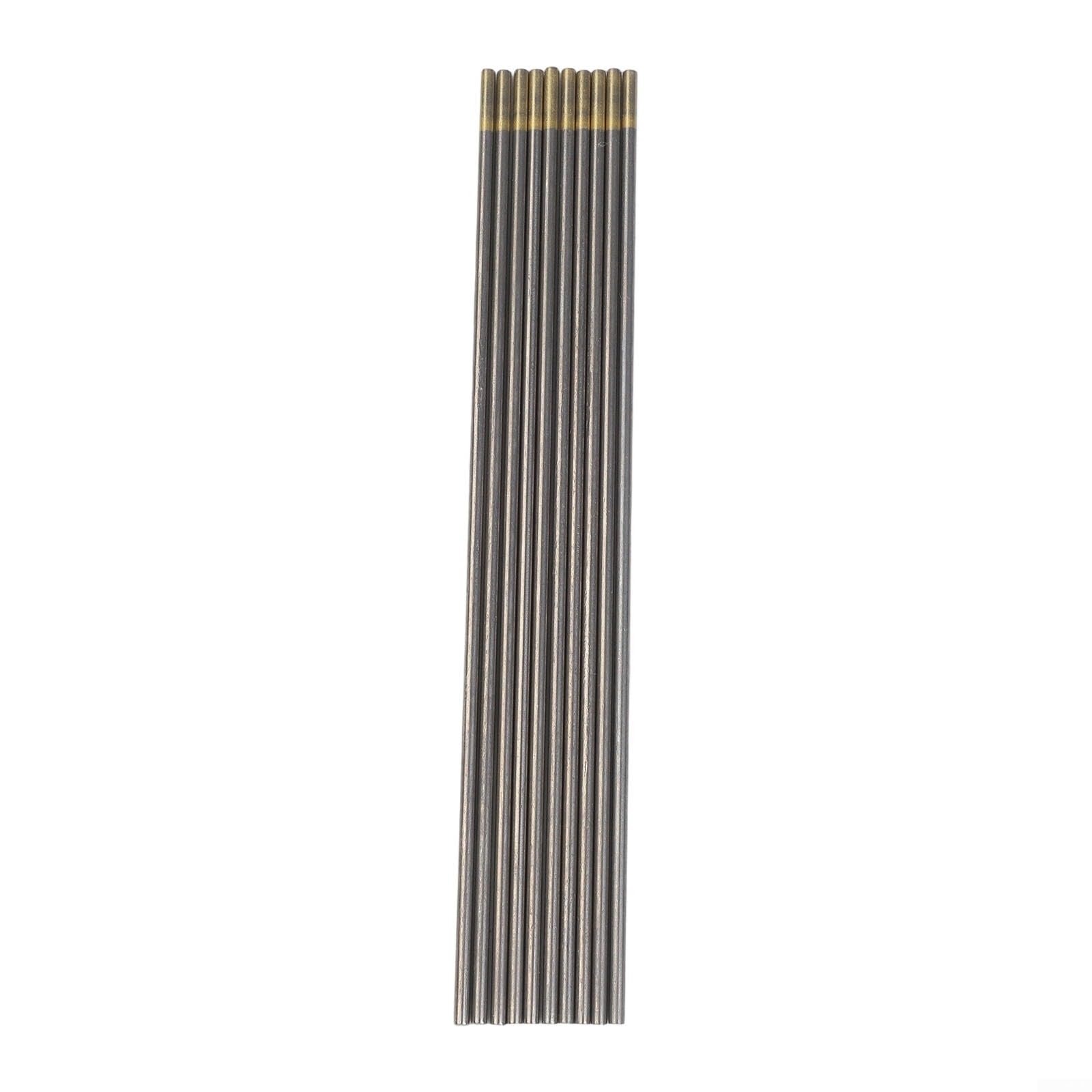 Lot de 10 électrodes WL15 Lanthan TIG, 150 mm pour acier au carbone et aluminium, arc électrique stable pour 150 A-250 A (2,4 mm x 150 mm)