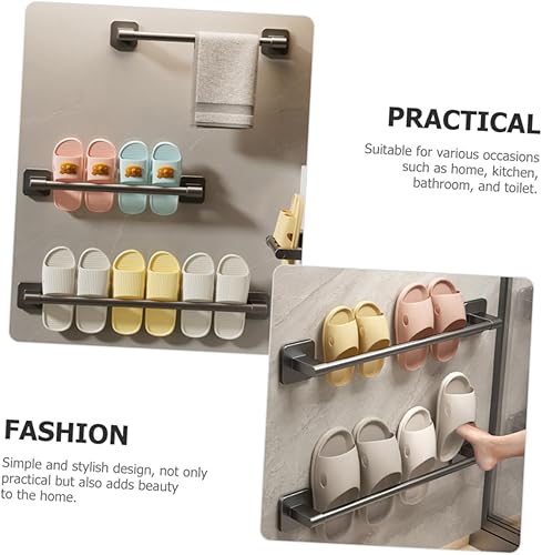 Miniatura 9 de Toallero autoadhesivo para toallas de baño sin perforaciones, organizador de barra de toallas de baño resistente para toallas y zapatillas,