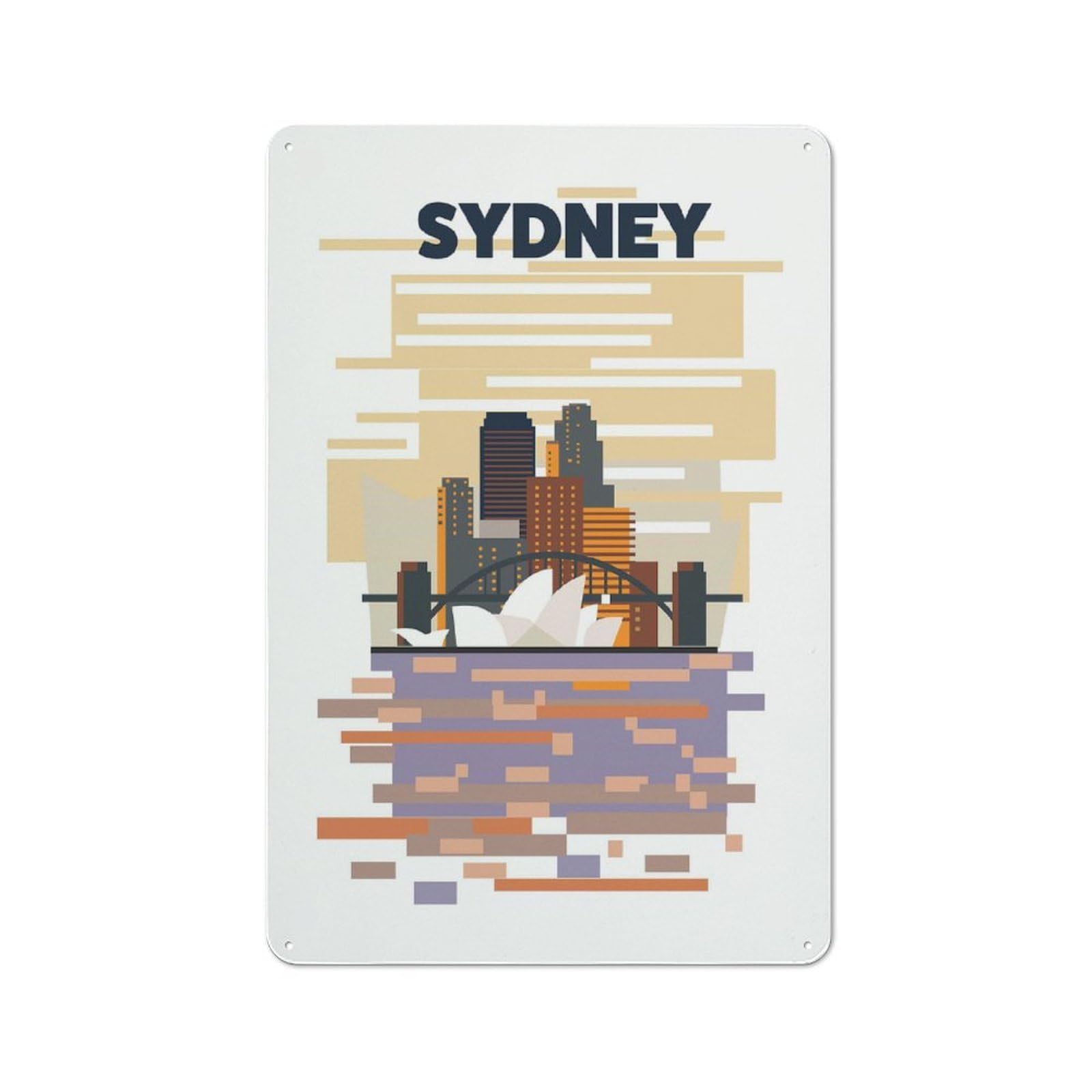 Junmoney Sydney Harbour Tin Wall Plaque 30X20cm With For Kitchen Or Home Bar, A Christmas Gift For People Styling Kitchen And Home Bar